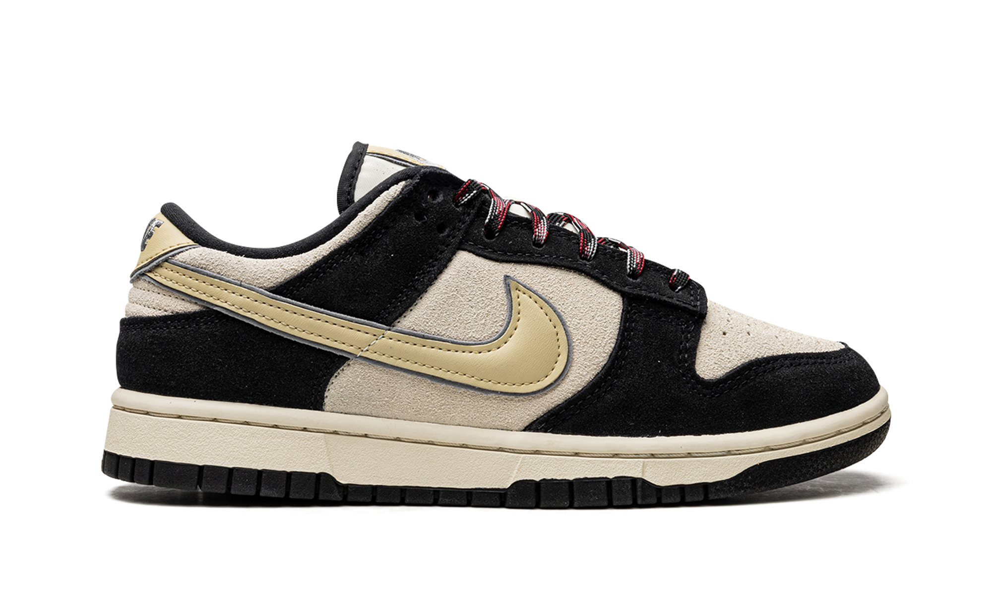 nike dunk low lx black suede team gold women s+DV3054-001+right view