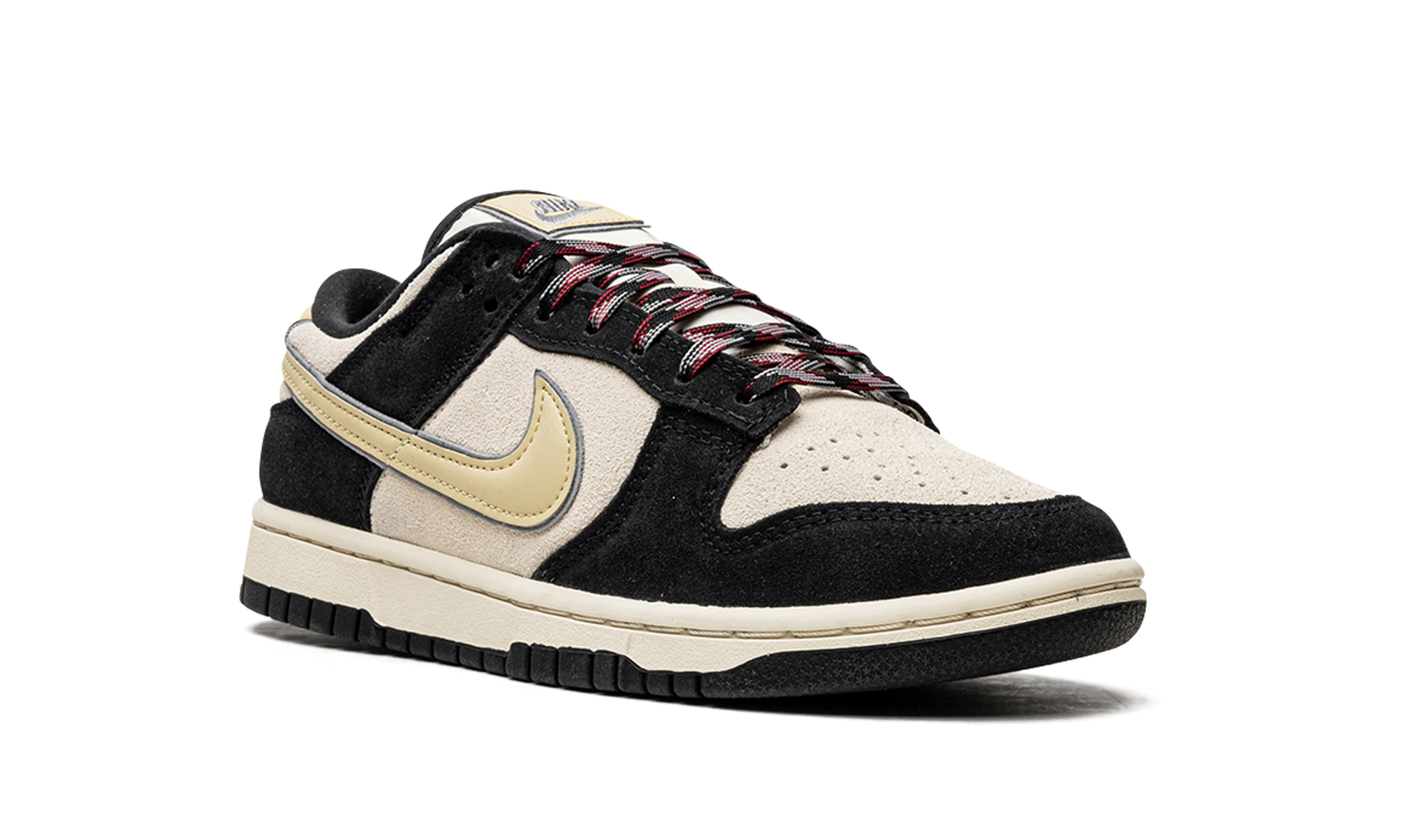 nike dunk low lx black suede team gold women s+DV3054-001+diagnol right view