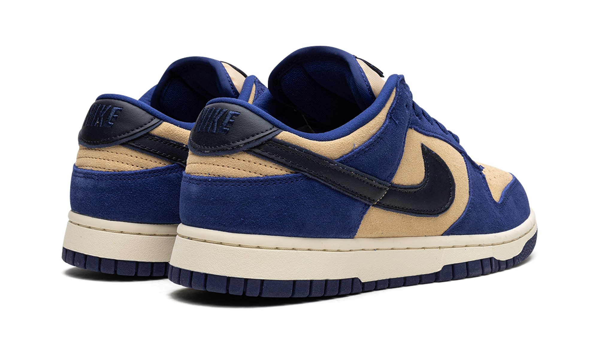 nike dunk low lx blue suede women s+DV7411-400+diagnol right behind view