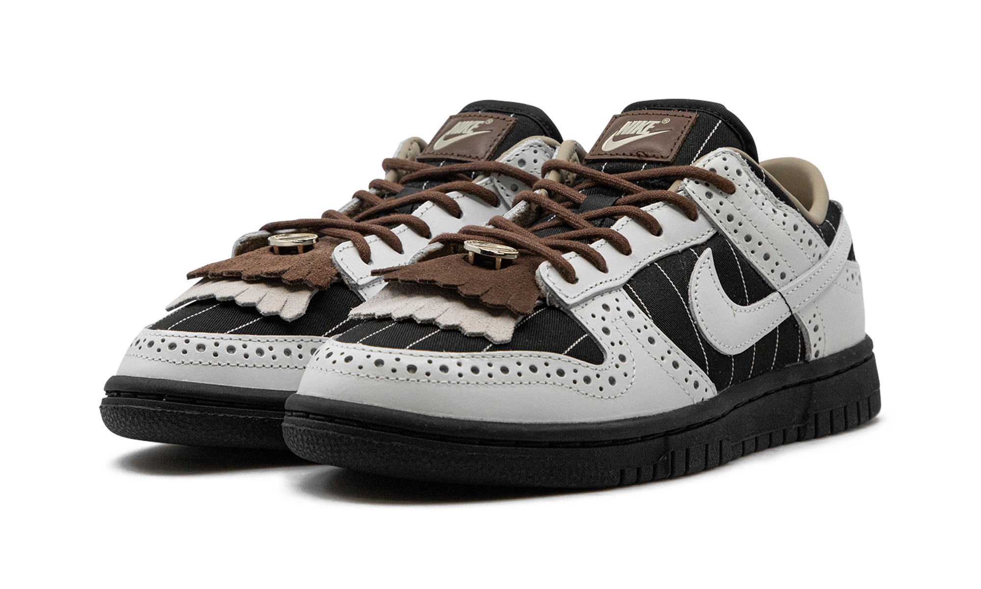 nike dunk low lx brogue pinstripe women s+FV3642-010+diagnol left view