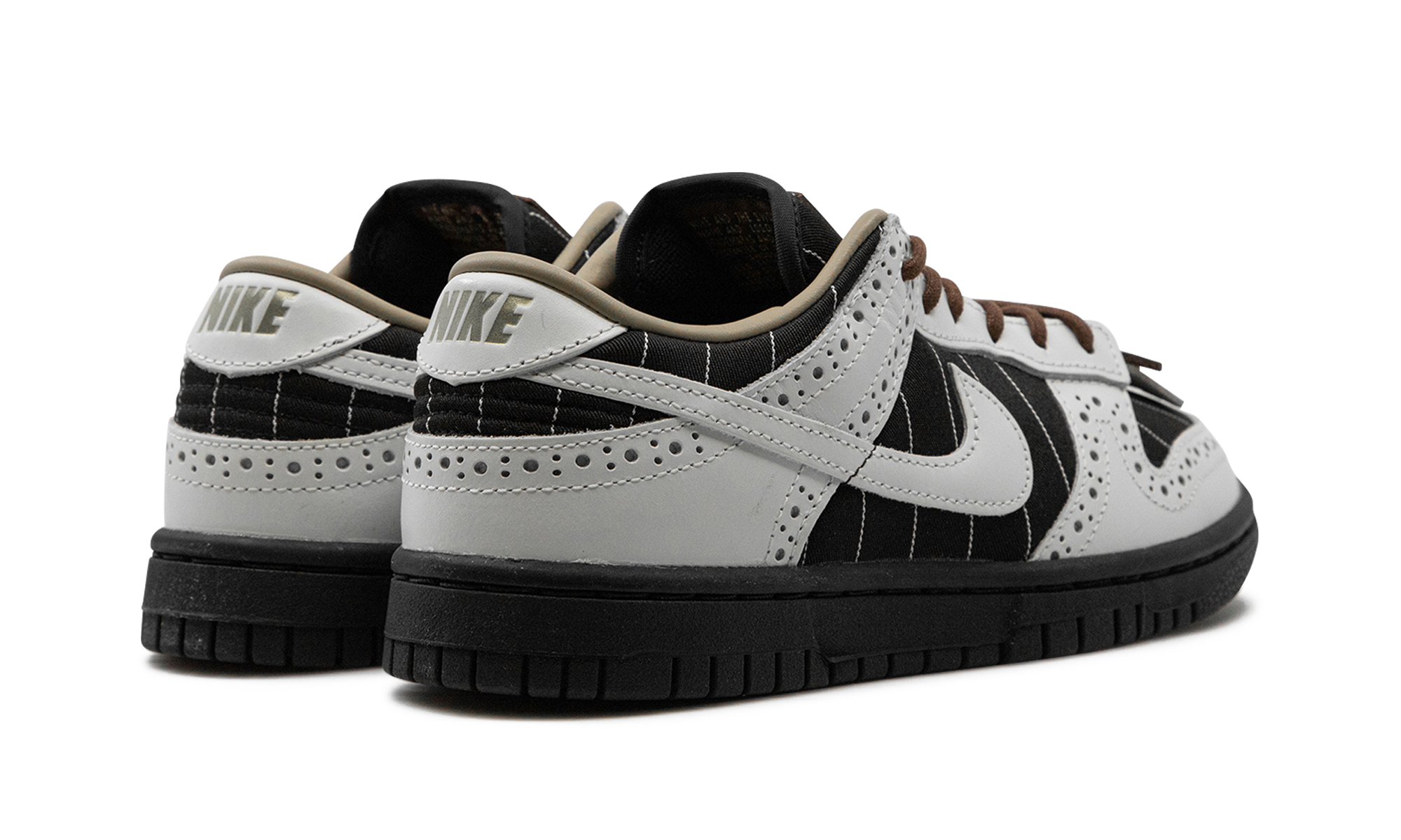 nike dunk low lx brogue pinstripe women s+FV3642-010+diagnol right behind view