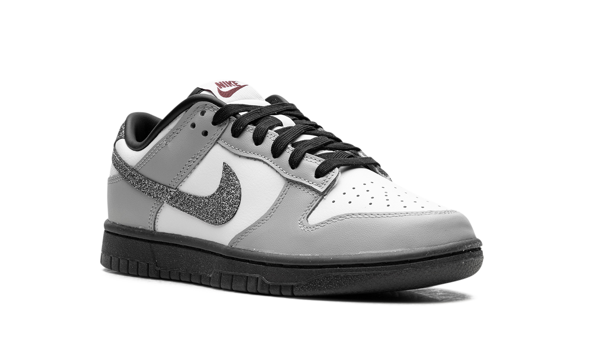 nike dunk low lx glitter swoosh white light smoke grey women s+HQ3462-191+diagnol right view