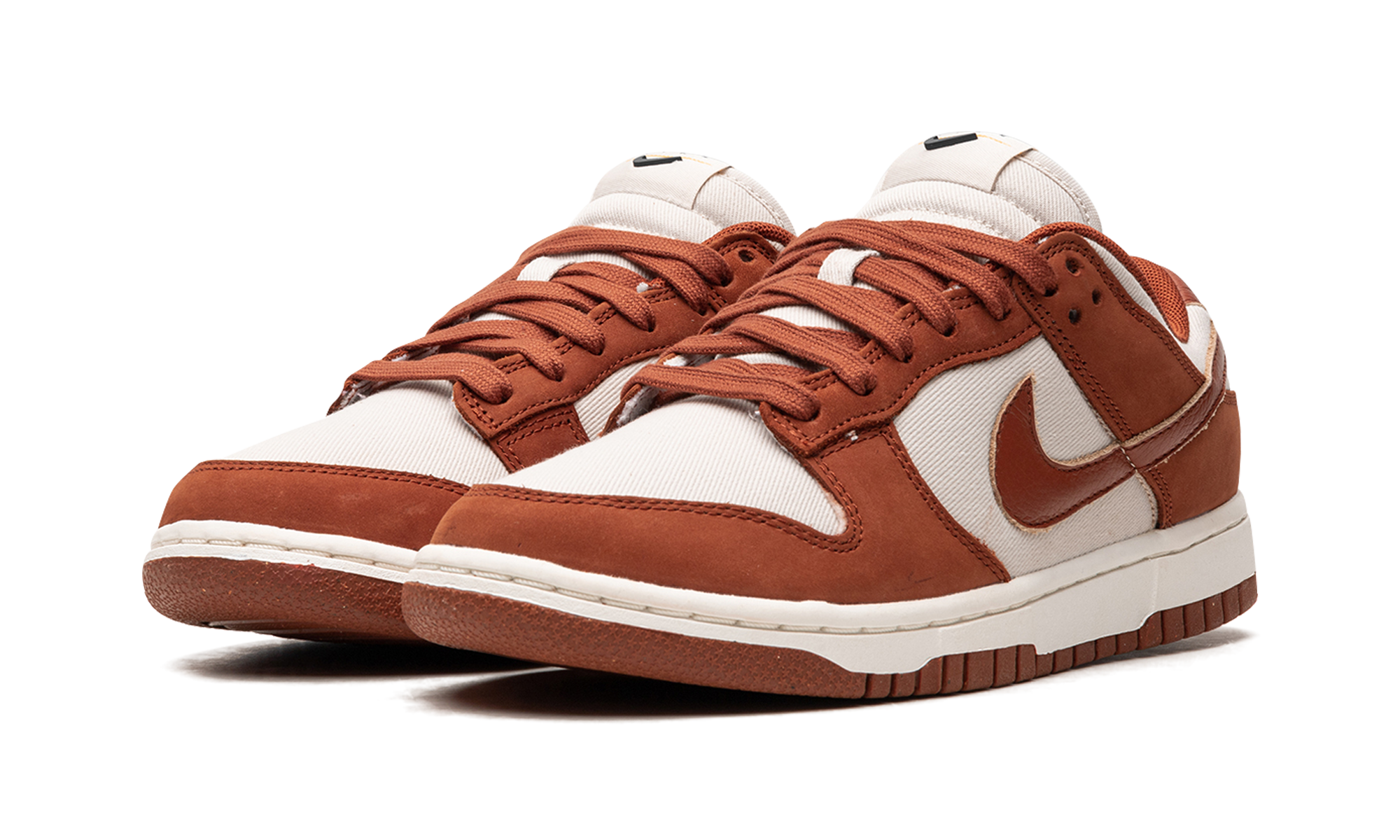 nike dunk low lx light orewood brown rugged orange women s+DZ2710-101+diagnol left view