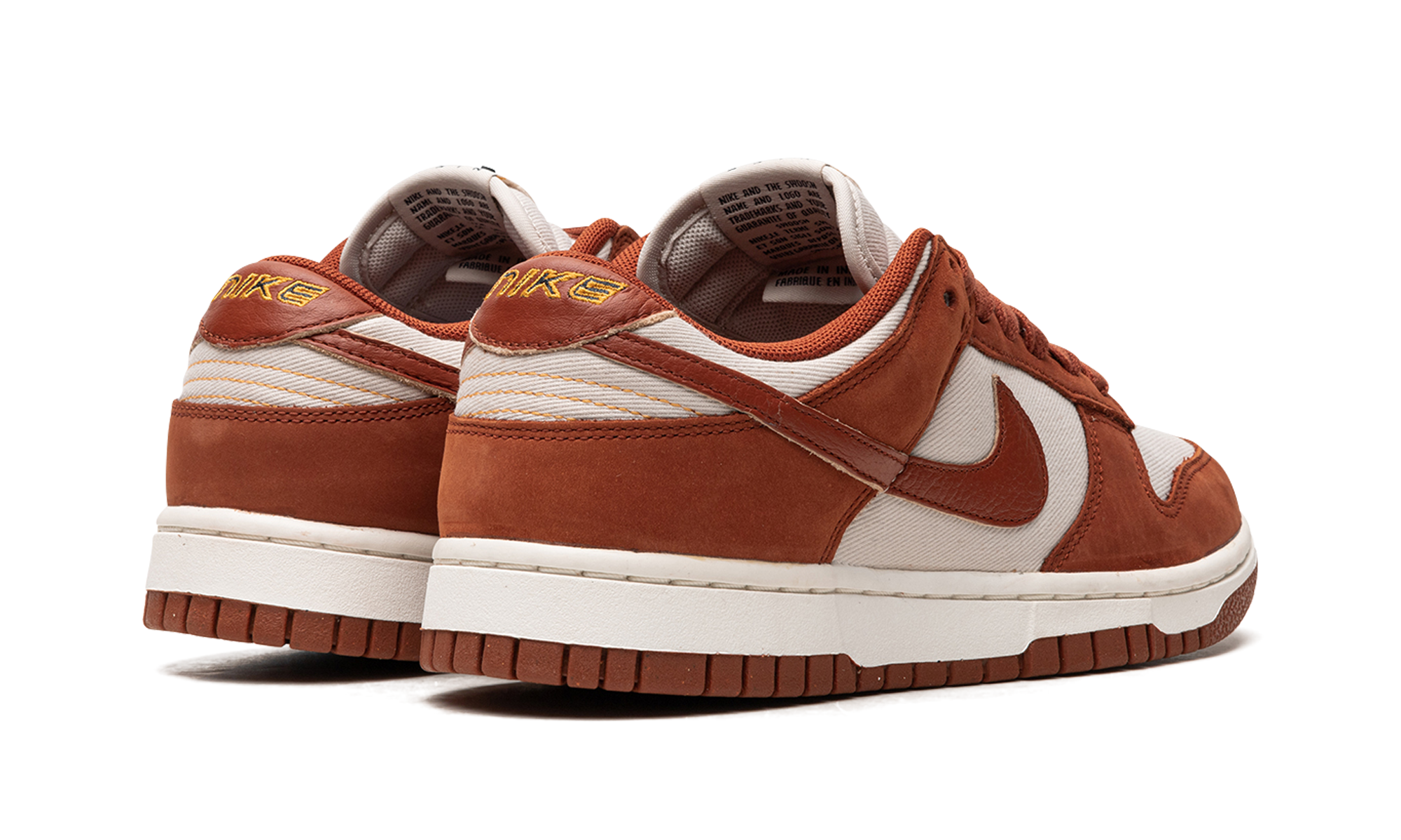 nike dunk low lx light orewood brown rugged orange women s+DZ2710-101+diagnol right behind view