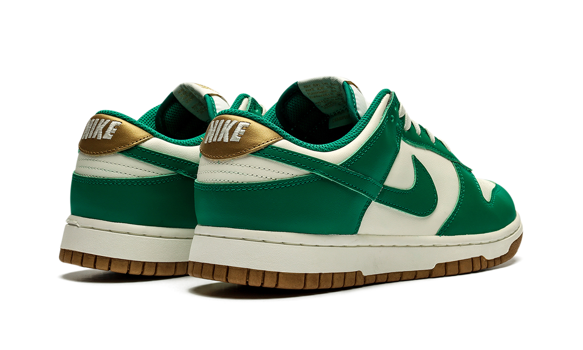 nike dunk low malachite university gold women s+FB7173-131+diagnol right behind view