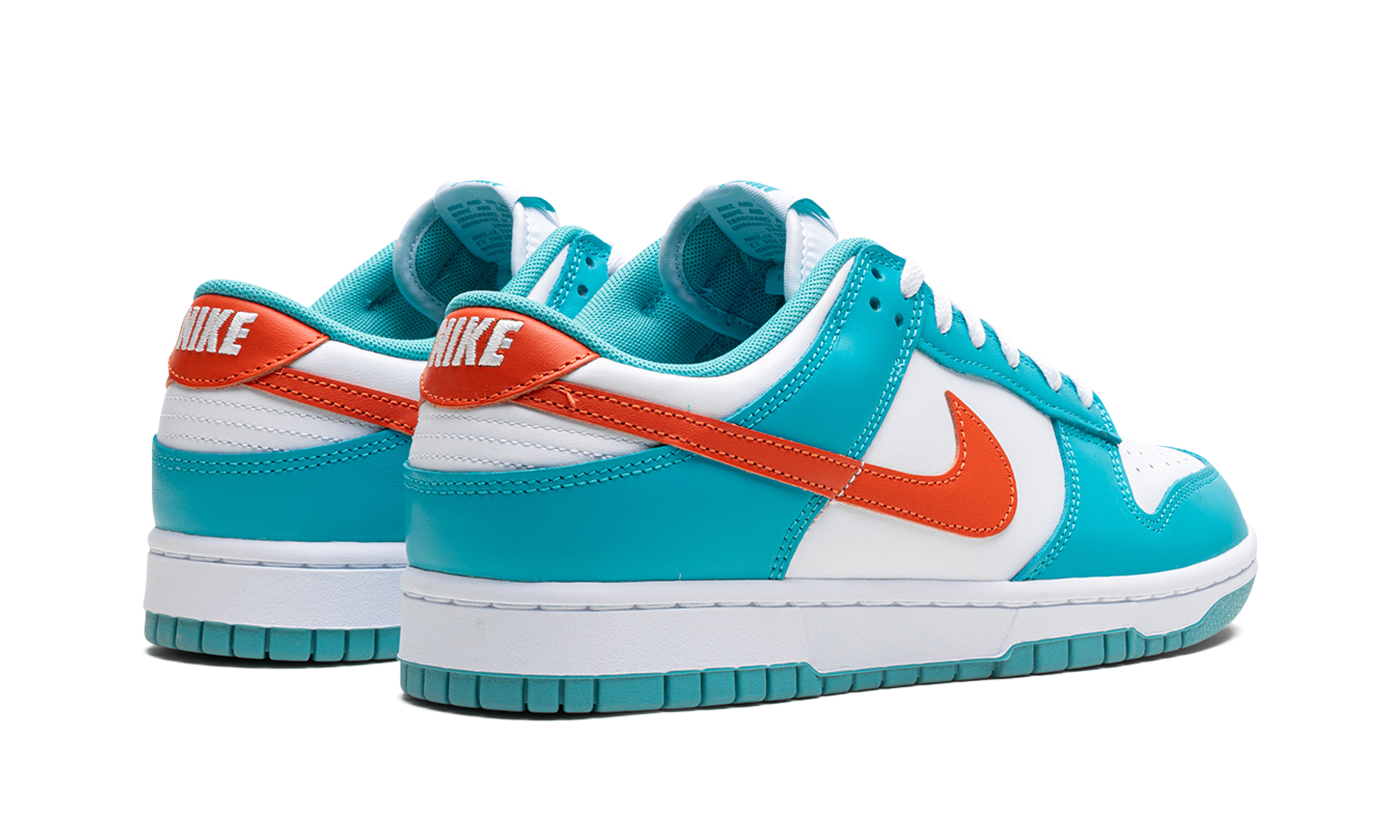 nike dunk low miami dolphins+DV0833-102+diagnol right behind view