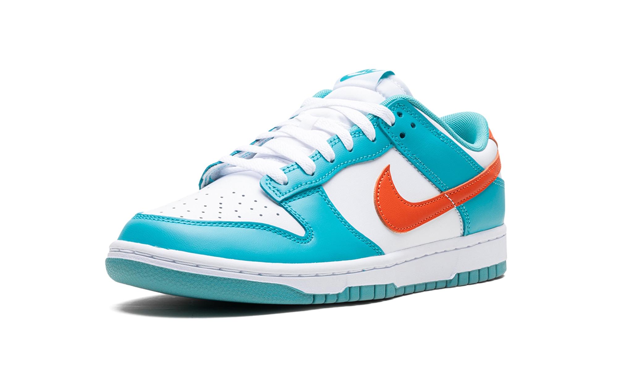 nike dunk low miami dolphins+DV0833-102+left diagnol single view