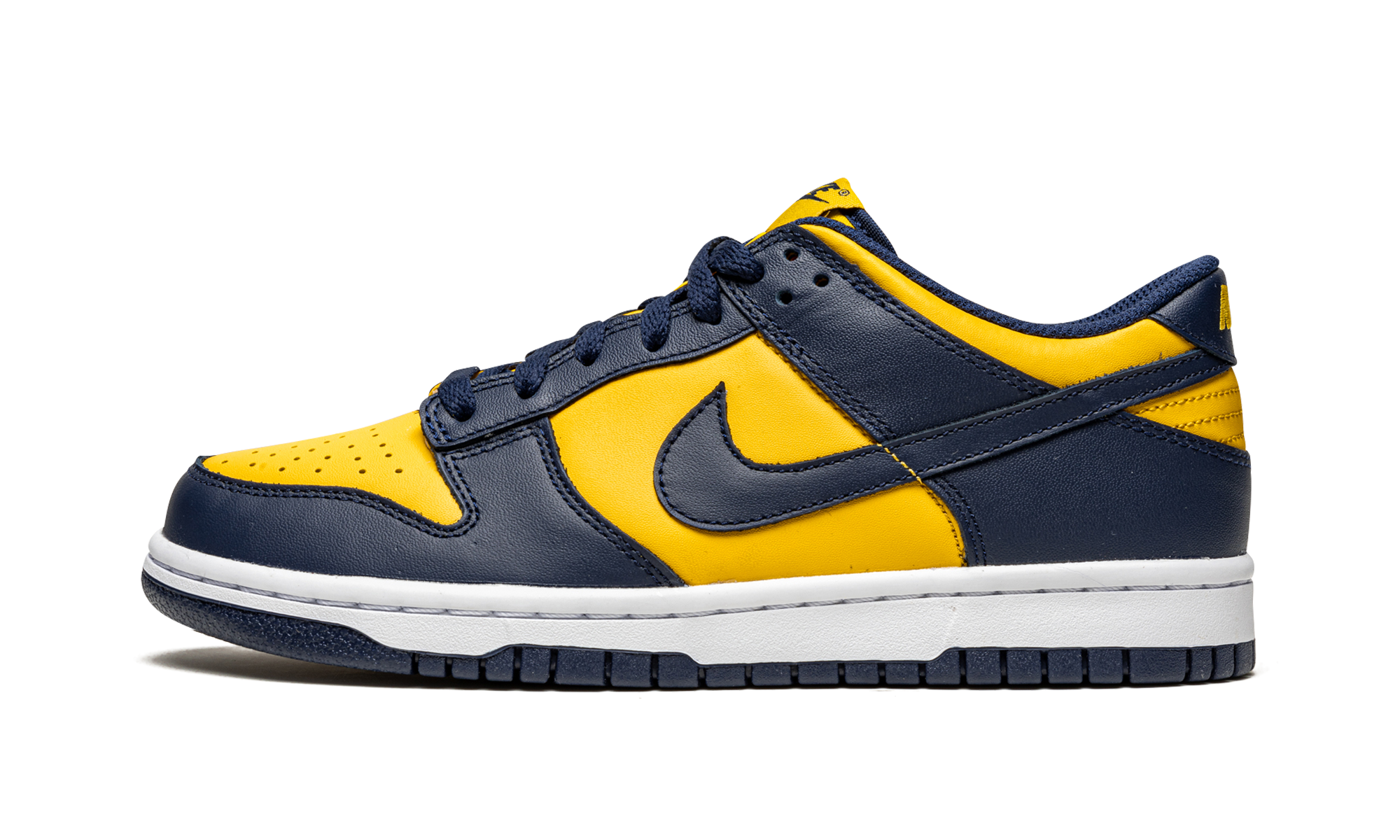 nike dunk low michigan 2021 2024 gs+CW1590-700+diagnol right view 4