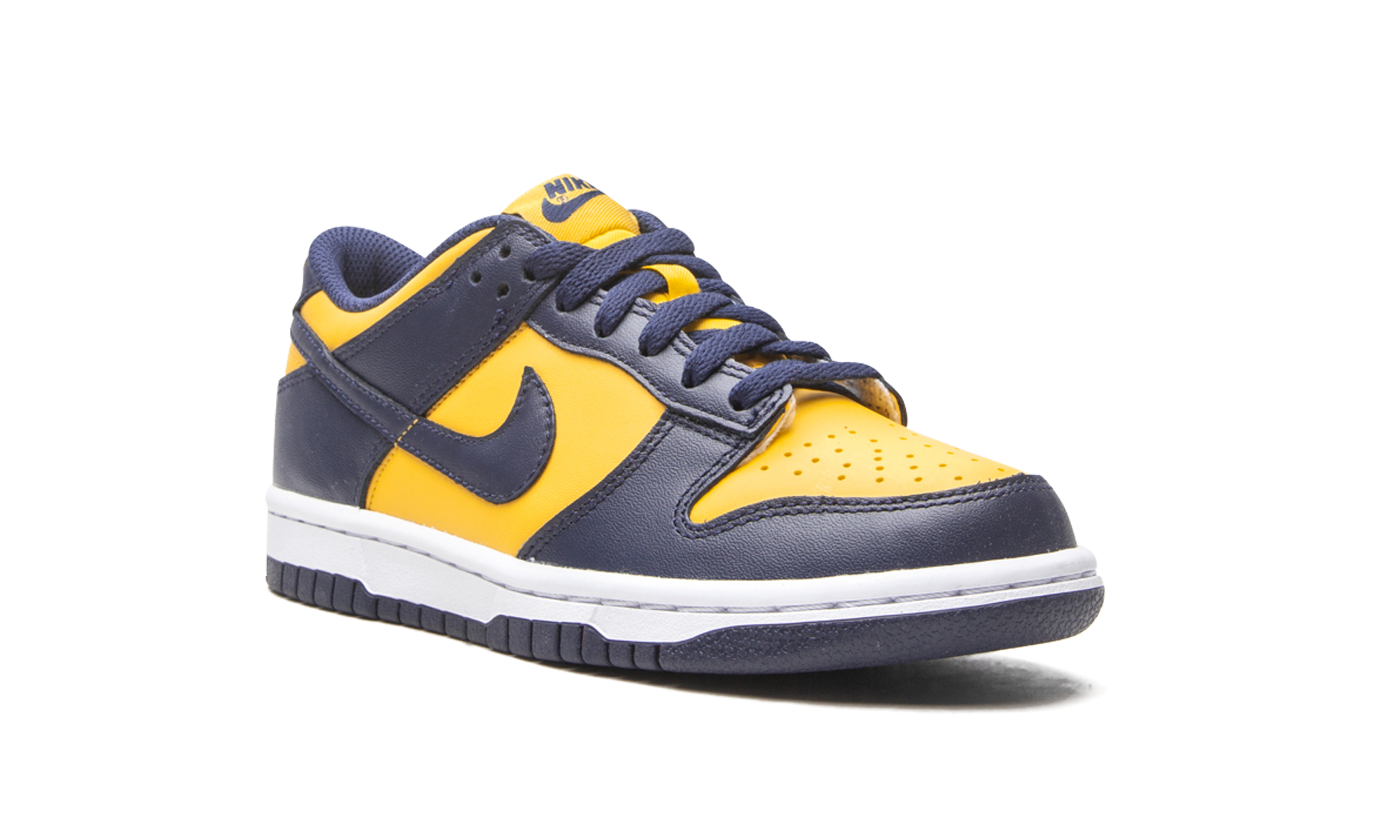nike dunk low michigan 2021 2024 gs+CW1590-700+diagnol right view 2