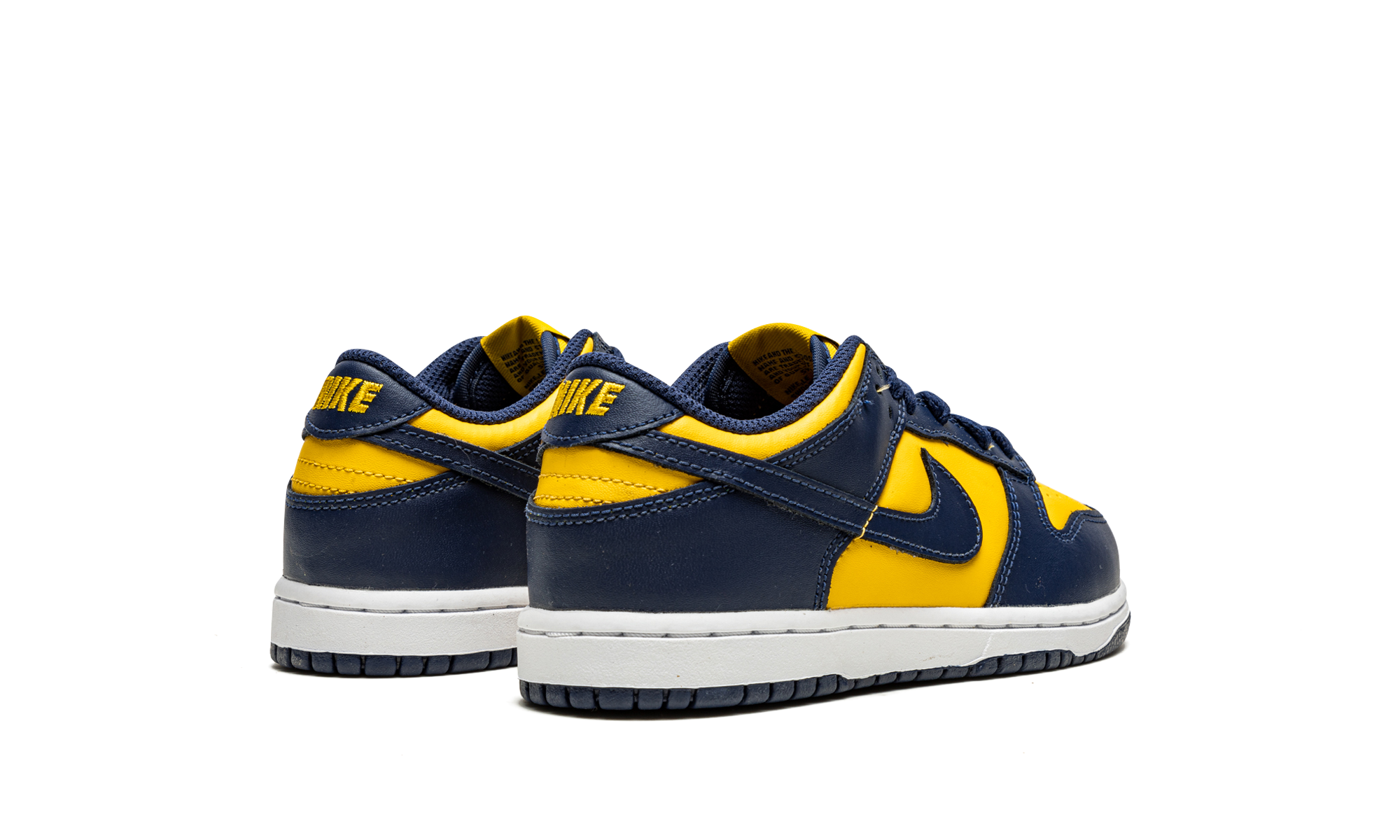nike dunk low michigan 2021 2024 ps+CW1588-700+diagnol right behind view