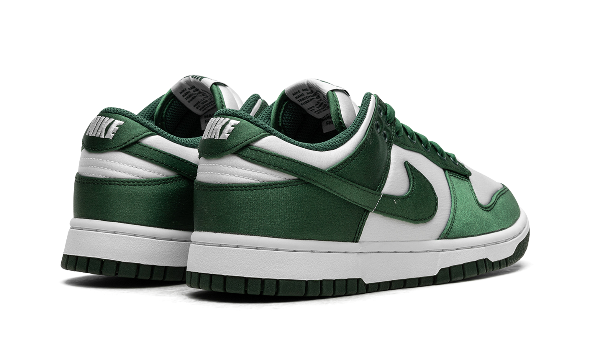 nike dunk low michigan state satin women s+DX5931-100+diagnol right behind view