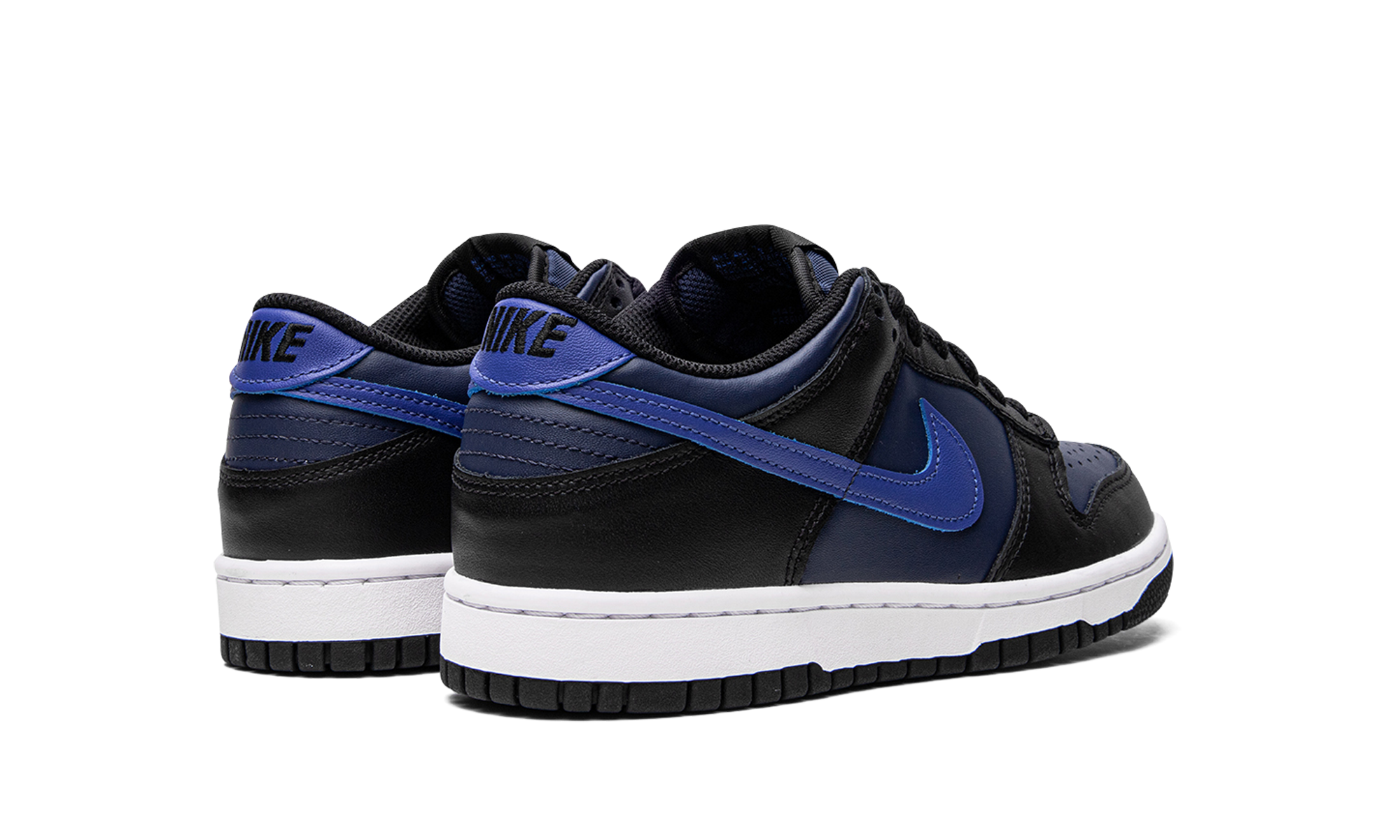 nike dunk low midnight navy gs+DH9765-402+diagnol right behind view