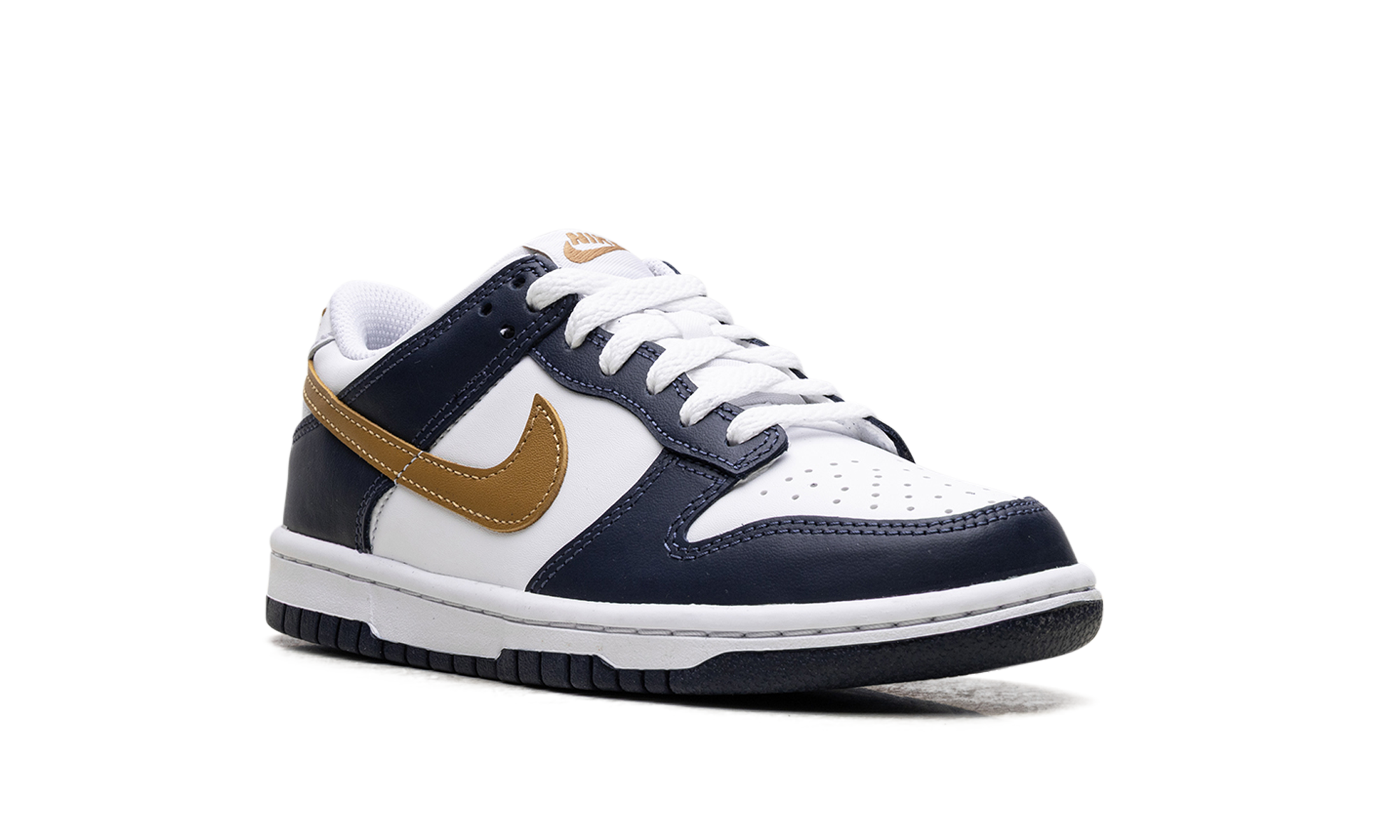 nike dunk low midnight navy wheat gs+FB9109-111+diagnol right view