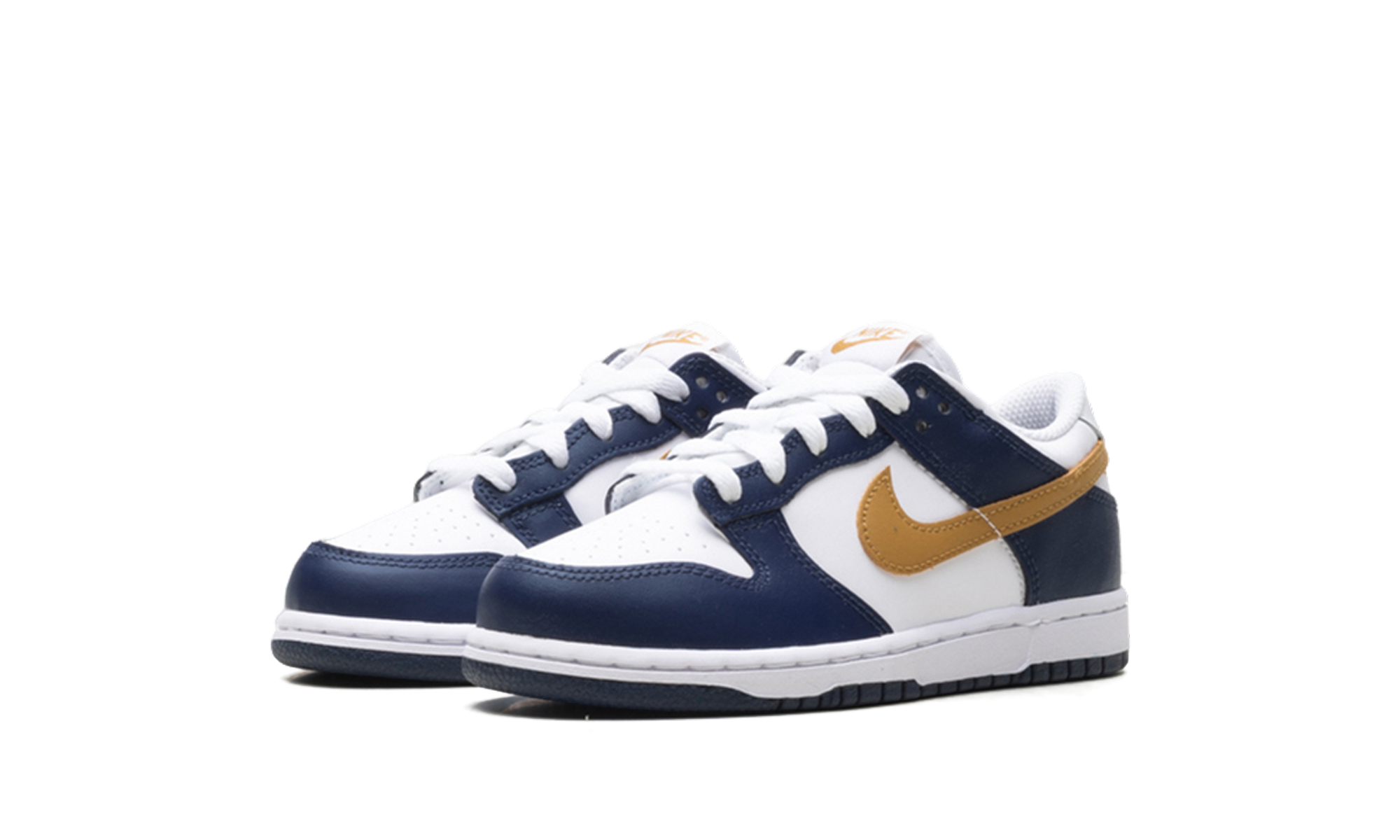 nike dunk low midnight navy wheat ps+FB9108-111+diagnol left view