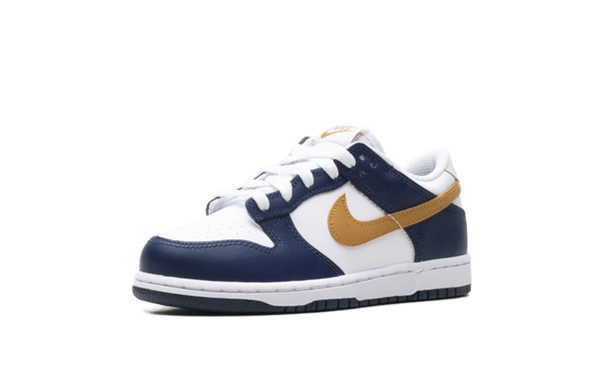 nike dunk low midnight navy wheat ps+FB9108-111+left diagnol single view