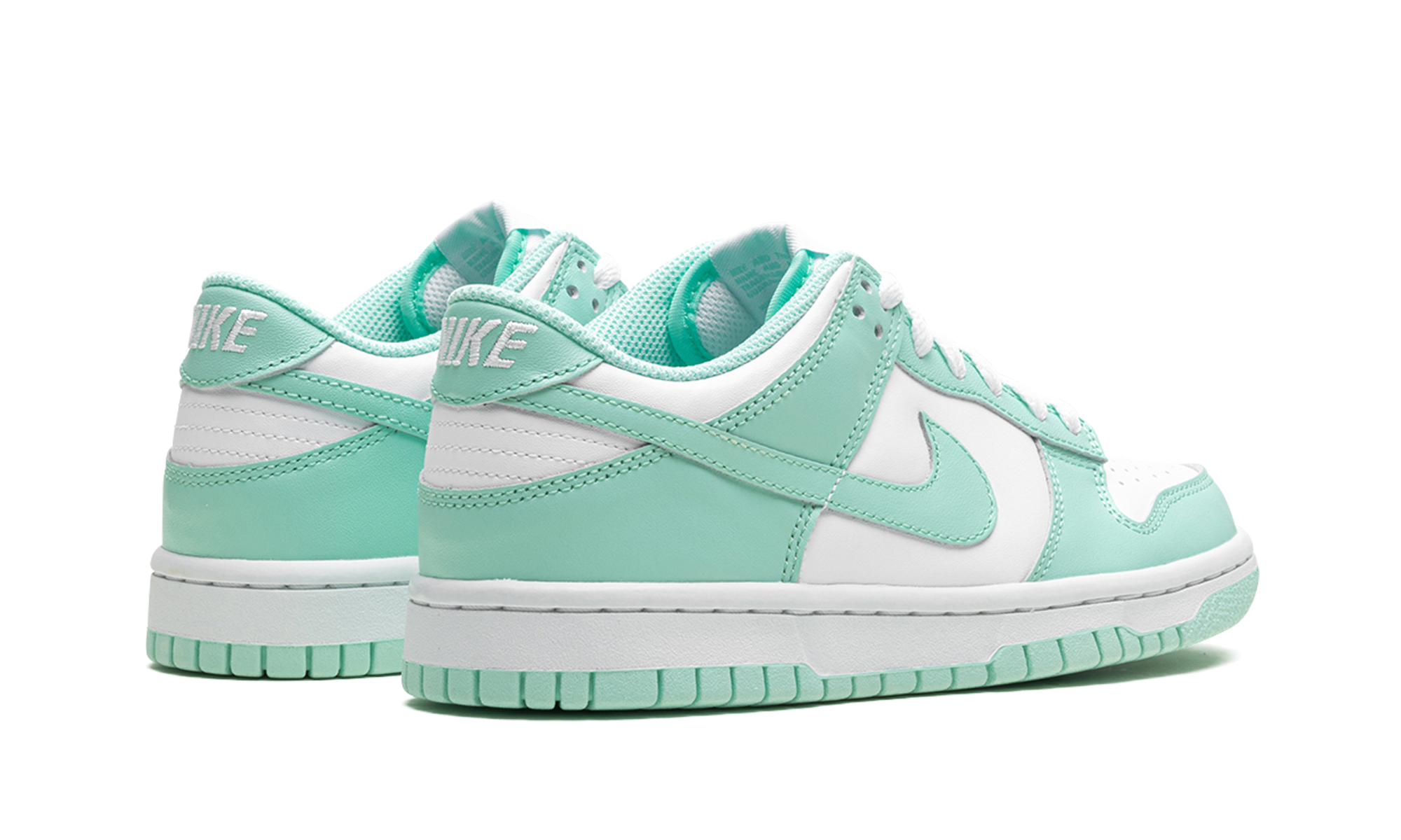 nike dunk low mint foam gs+FZ3534-100+diagnol right behind view