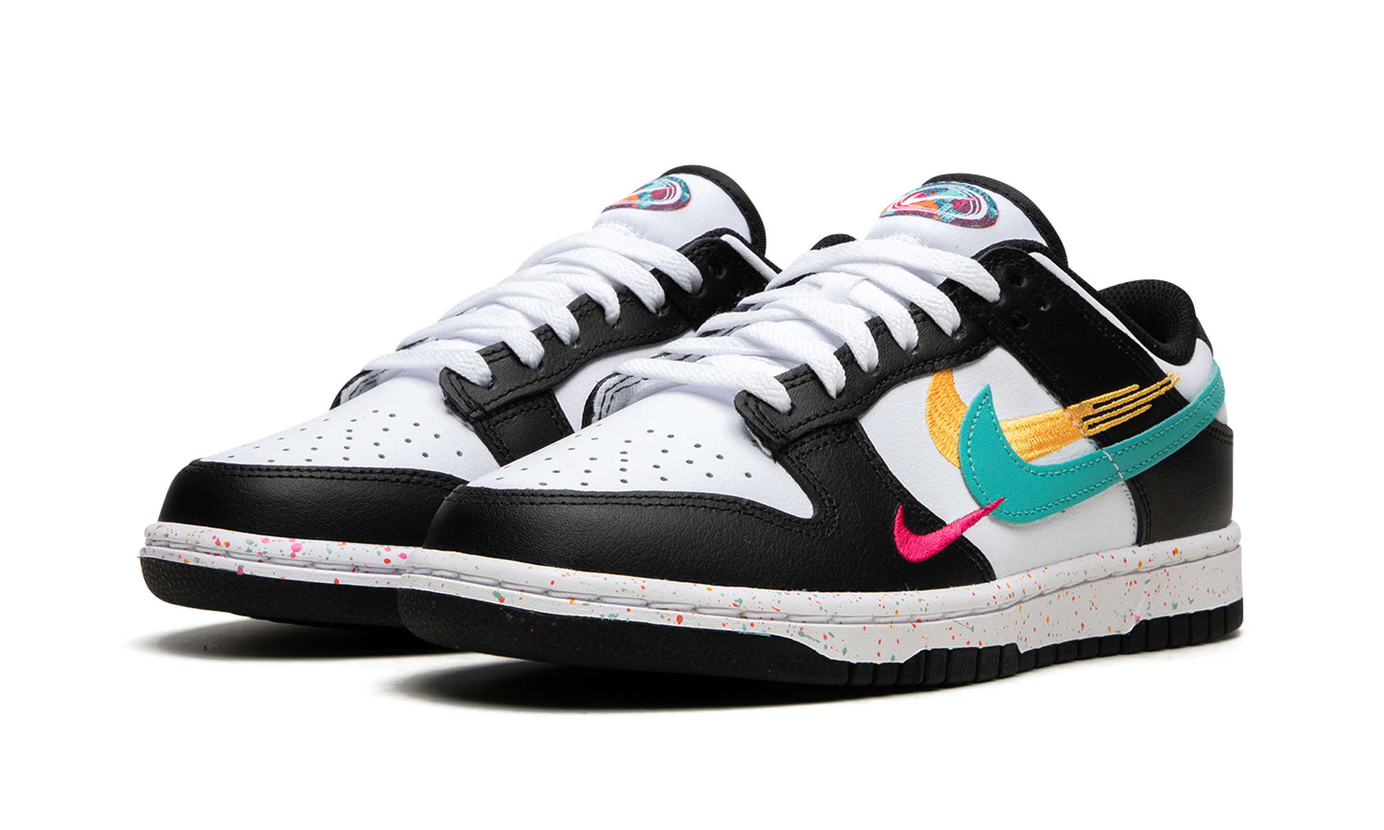 nike dunk low multiple swooshes white washed teal women s+FD4623-131+diagnol left view