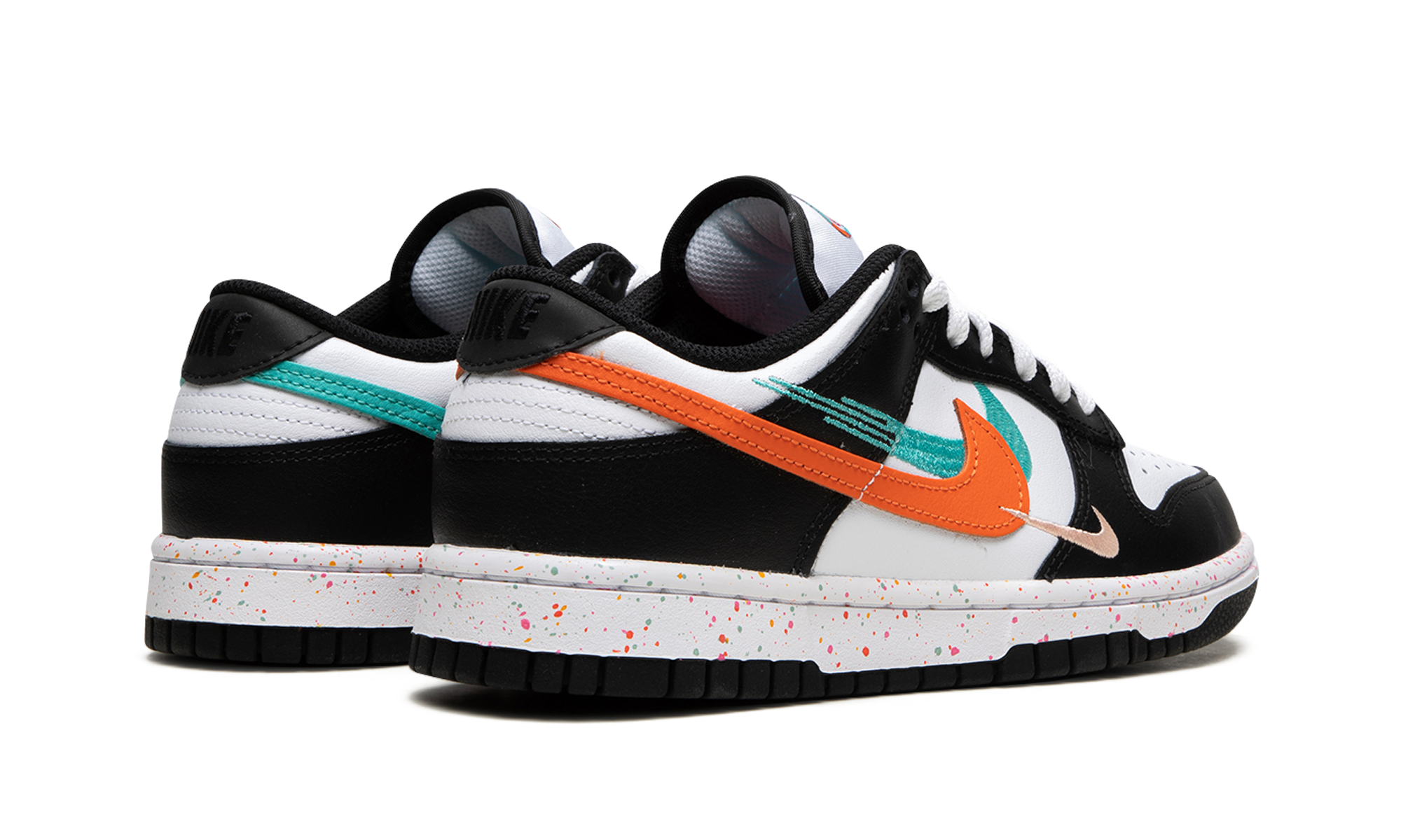 nike dunk low multiple swooshes white washed teal women s+FD4623-131+diagnol right behind view