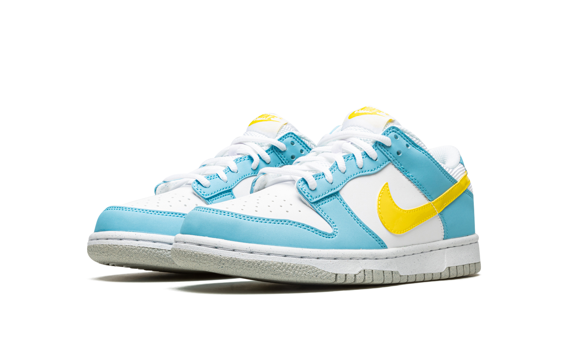 nike dunk low next nature homer simpson gs+DX3382-400+diagnol left view