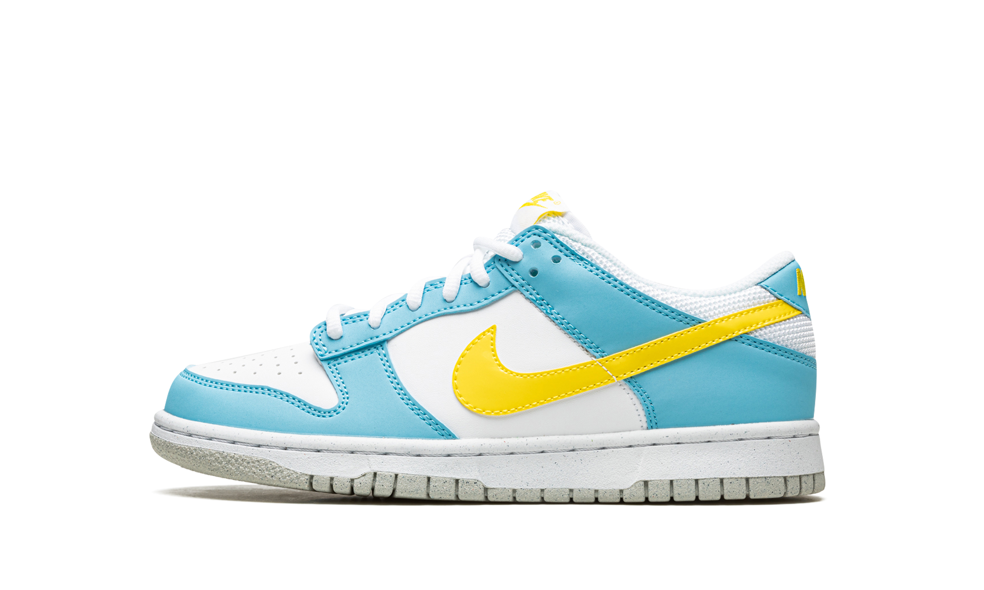 nike dunk low next nature homer simpson gs+DX3382-400+diagnol right view 2