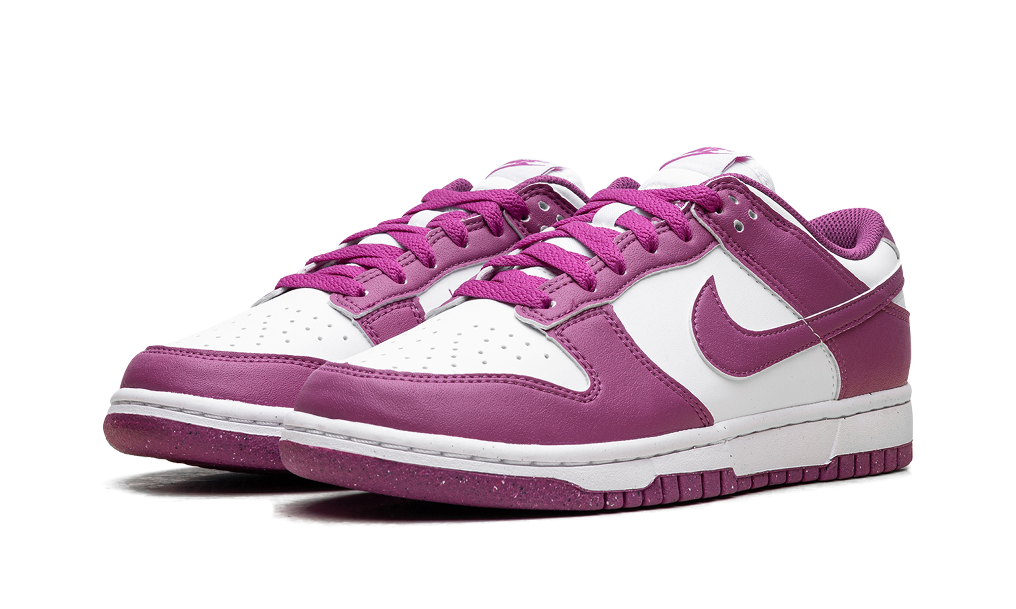 nike dunk low next nature hot fuchsia women s+DD1873-110+diagnol left view