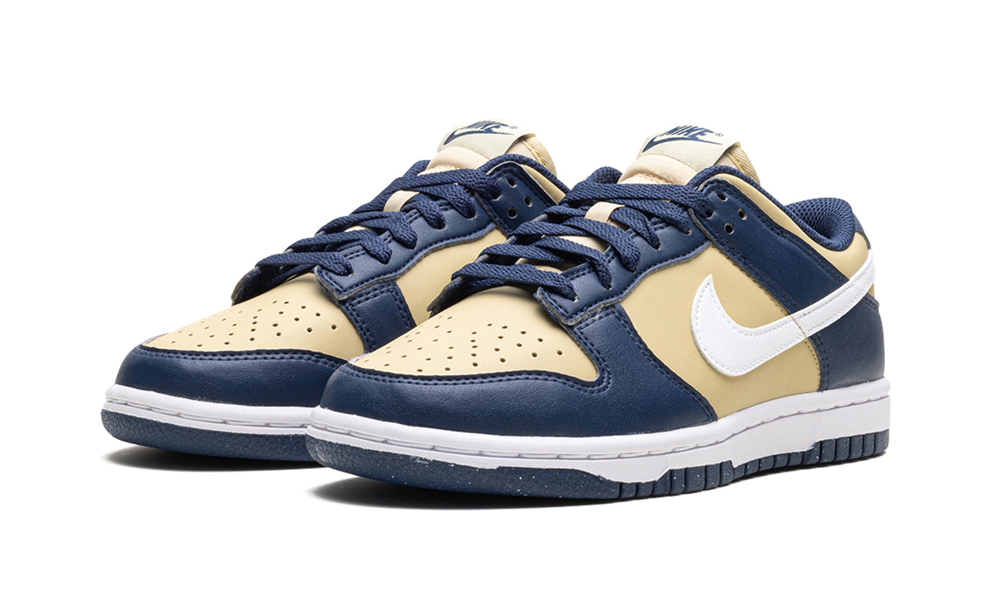 nike dunk low next nature midnight navy gold women s+DD1873-401+diagnol left view