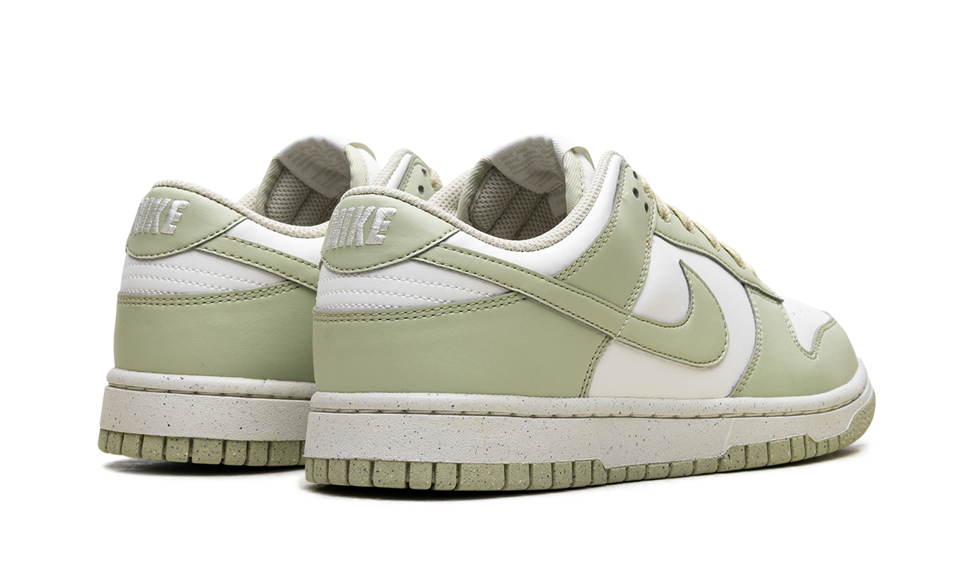 nike dunk low next nature olive aura women s+HF5384-300+diagnol right behind view