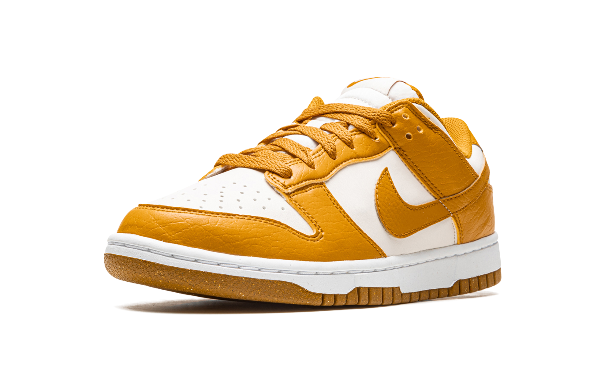 nike dunk low next nature phantom gold suede women s+DN1431-001+left diagnol single view