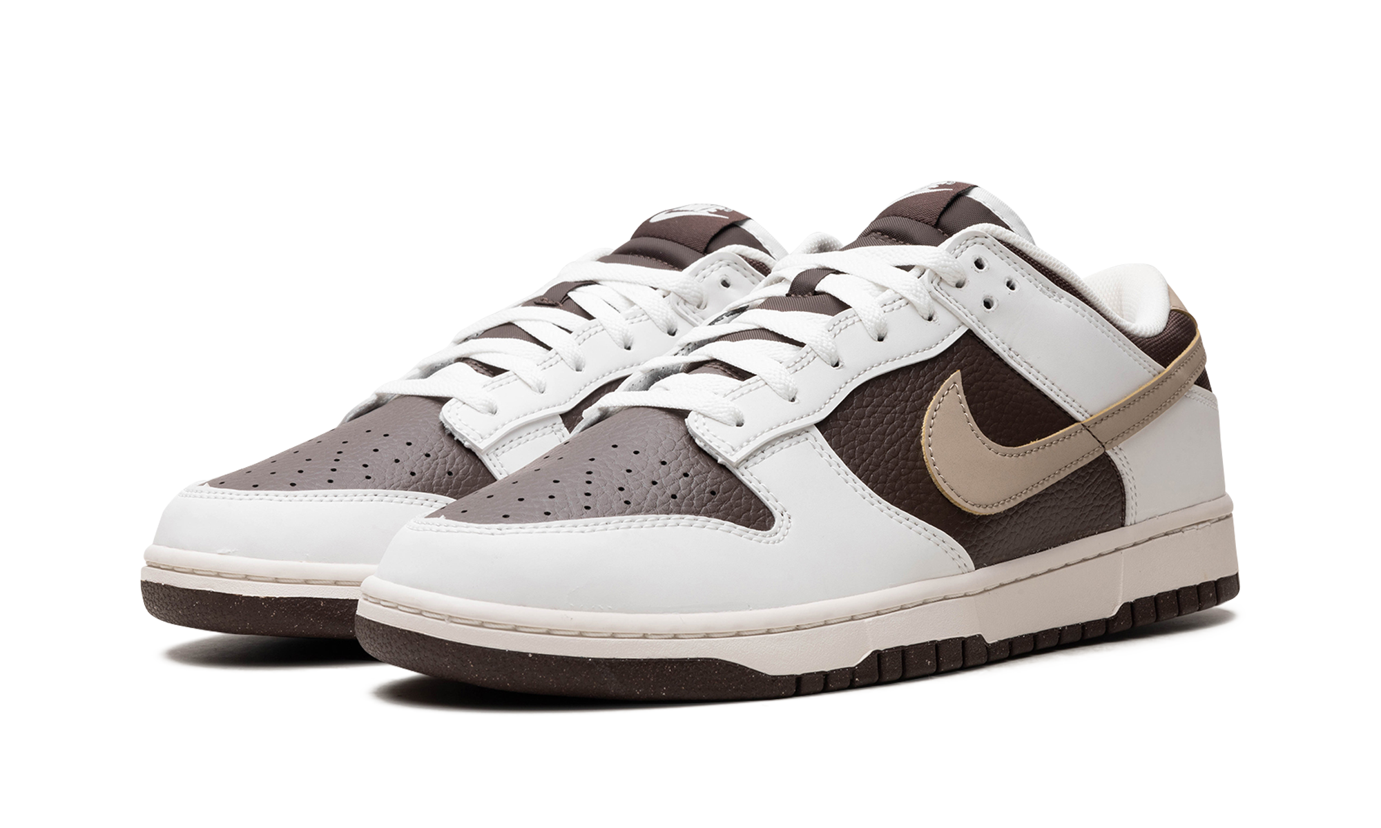 nike dunk low next nature summit white baroque brown+HF4292-100+diagnol left view