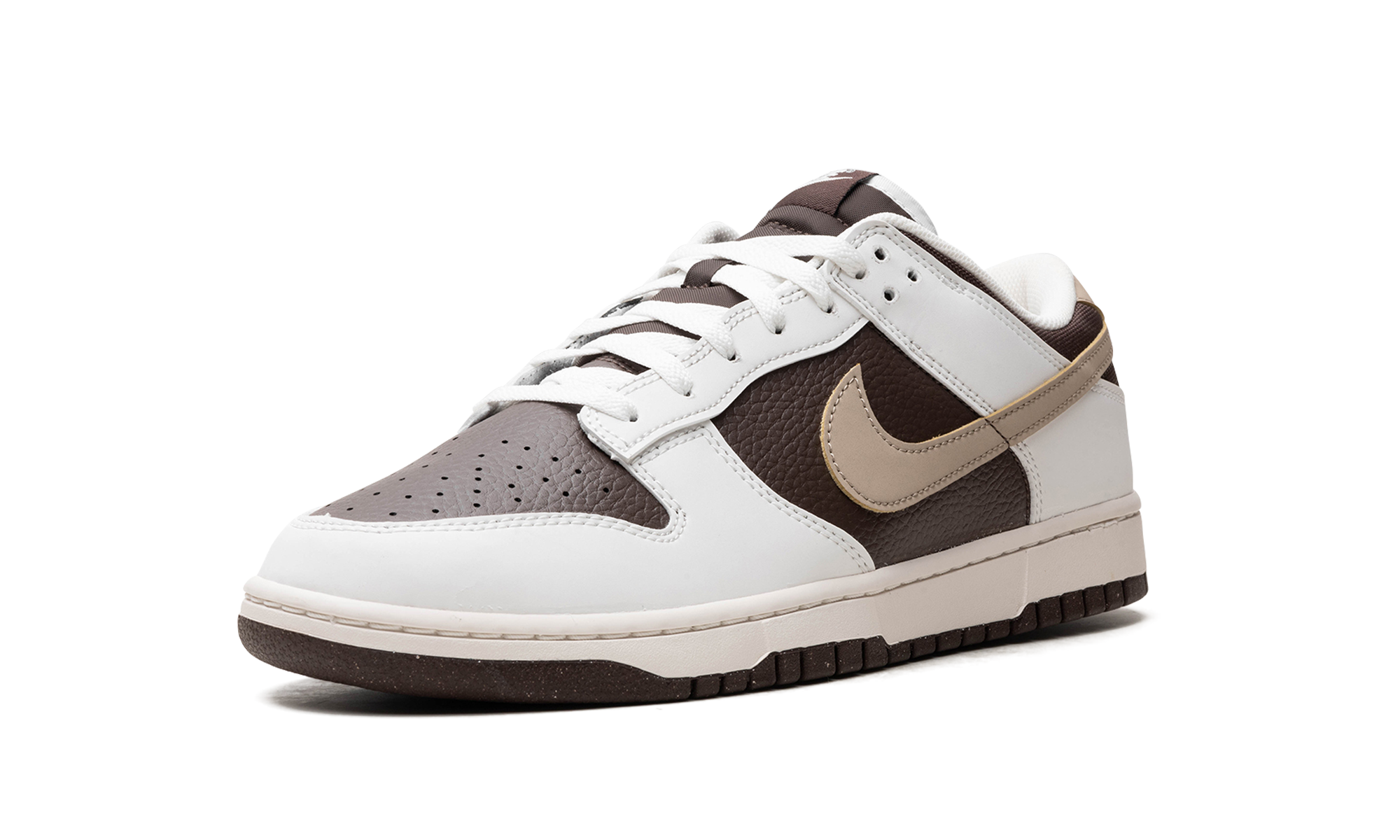 nike dunk low next nature summit white baroque brown+HF4292-100+left diagnol single view