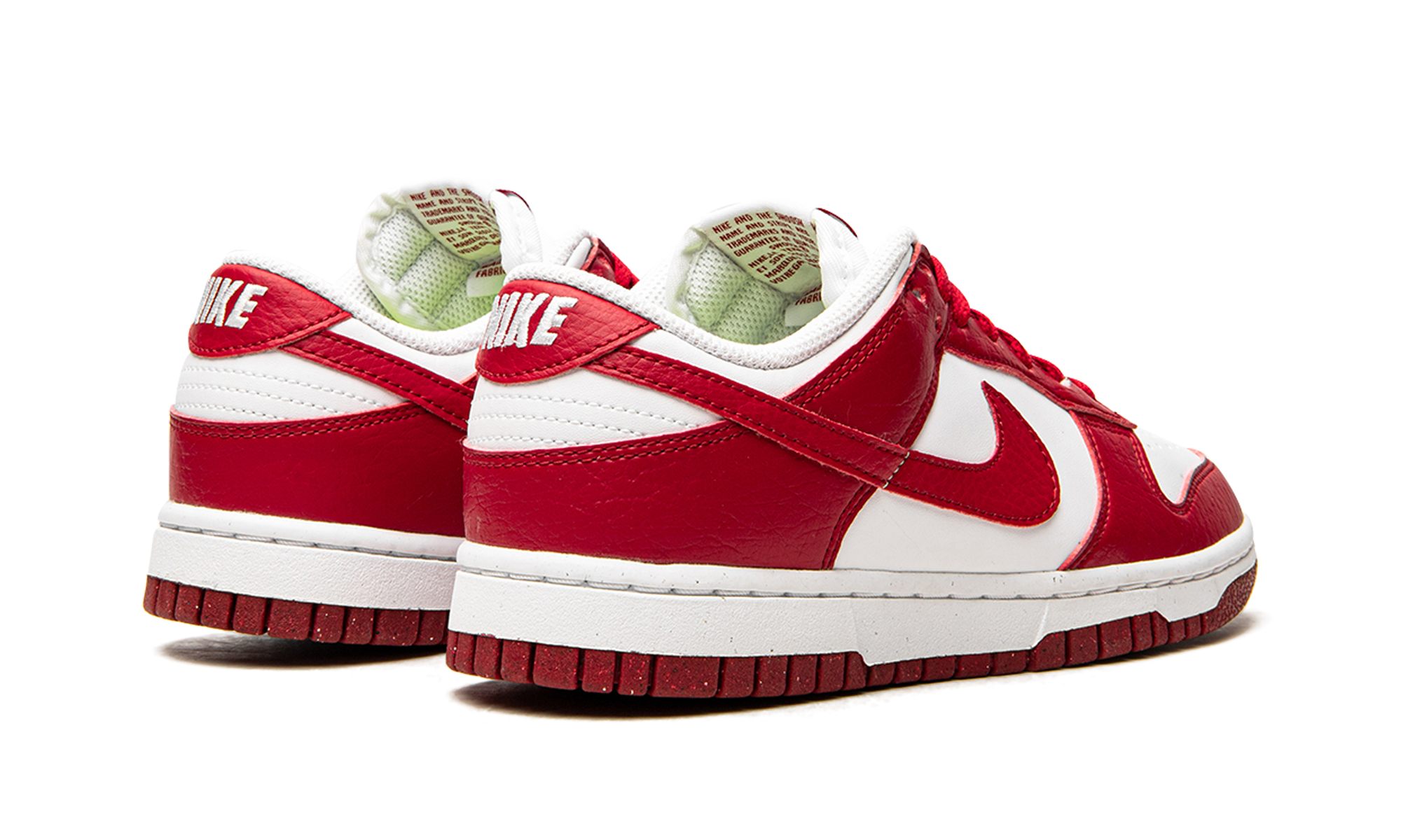 nike dunk low next nature white gym red women s+DN1431-101+diagnol left view