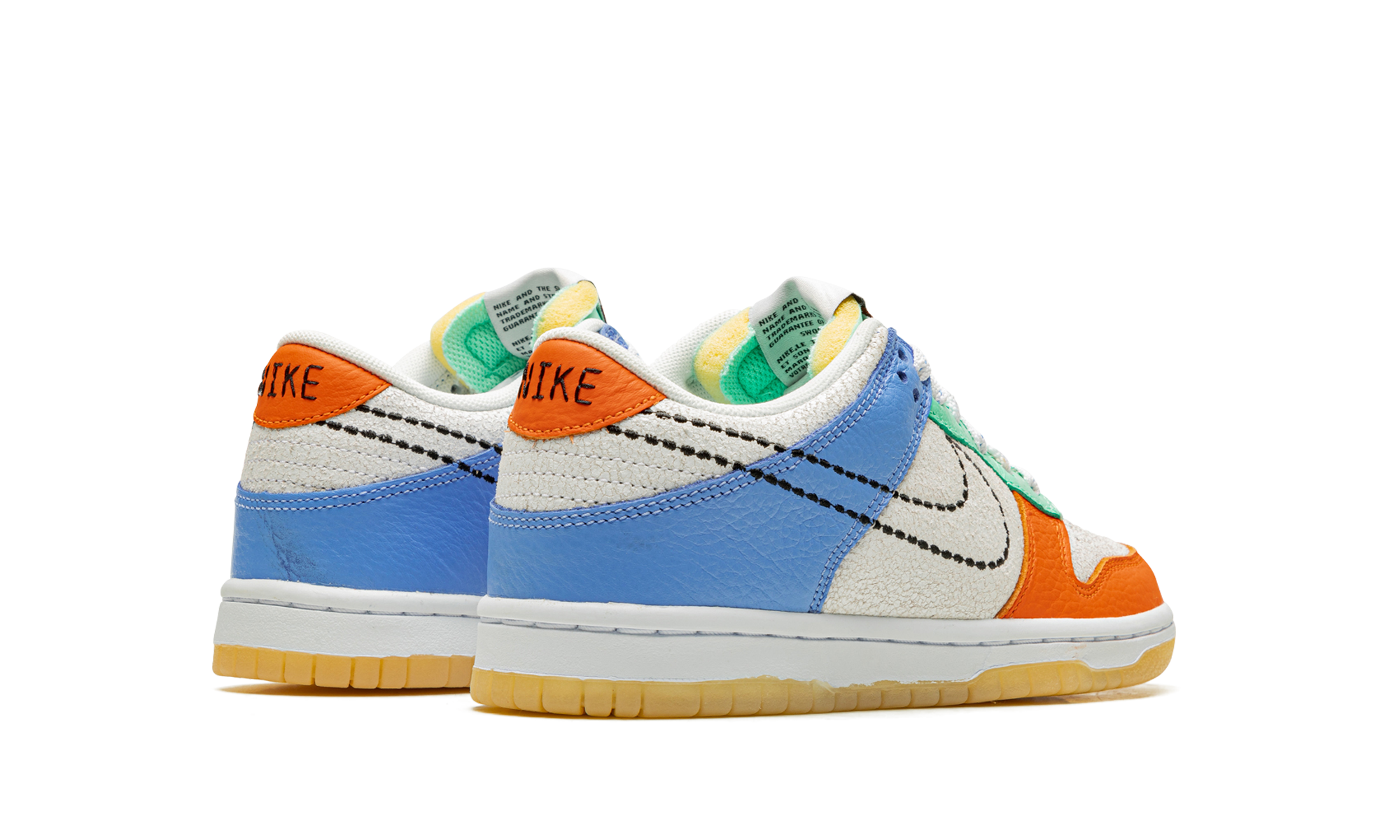 nike dunk low nike 101 gs+DX3363-100+diagnol right behind view