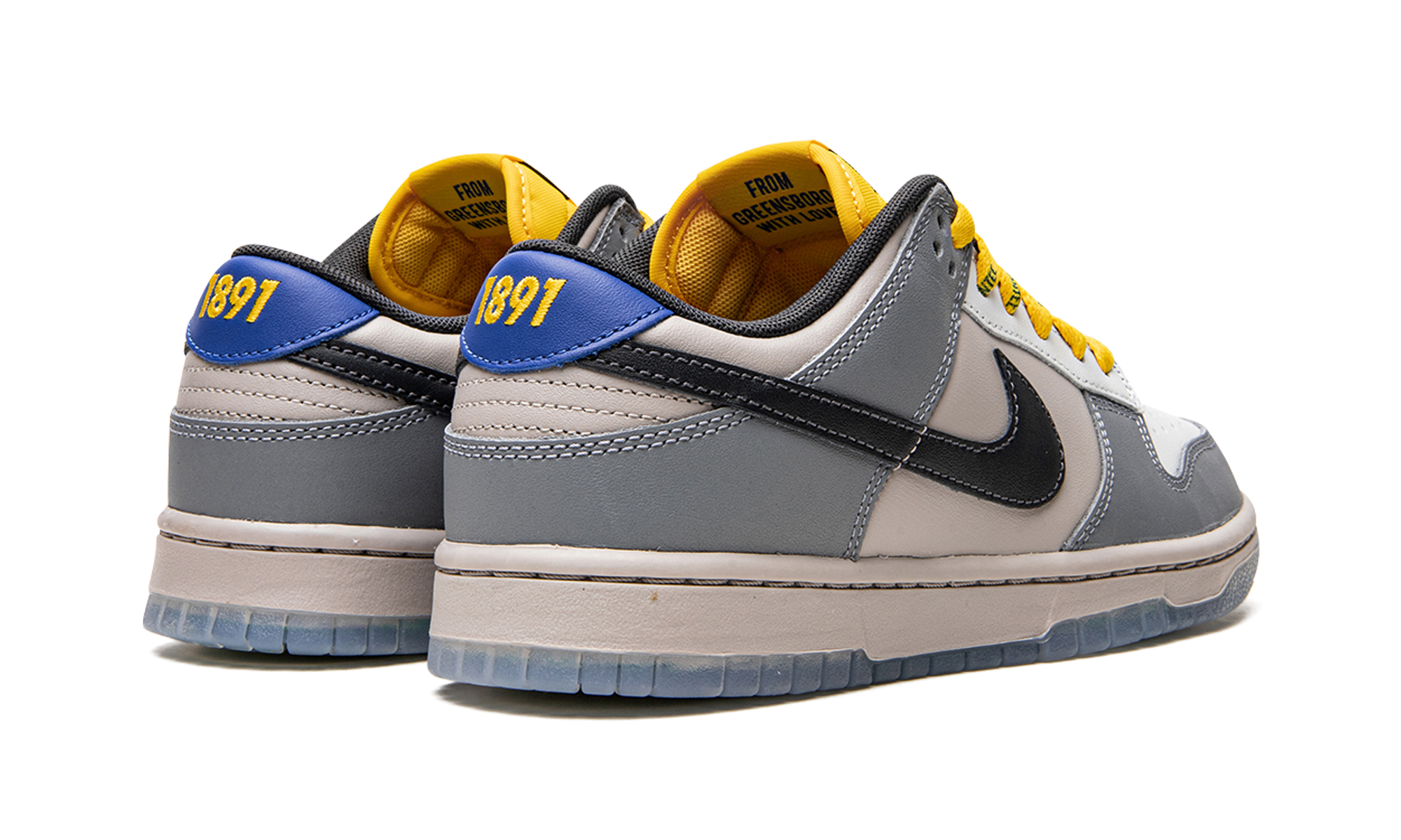 nike dunk low north carolina a t+DR6187-001+diagnol right behind view