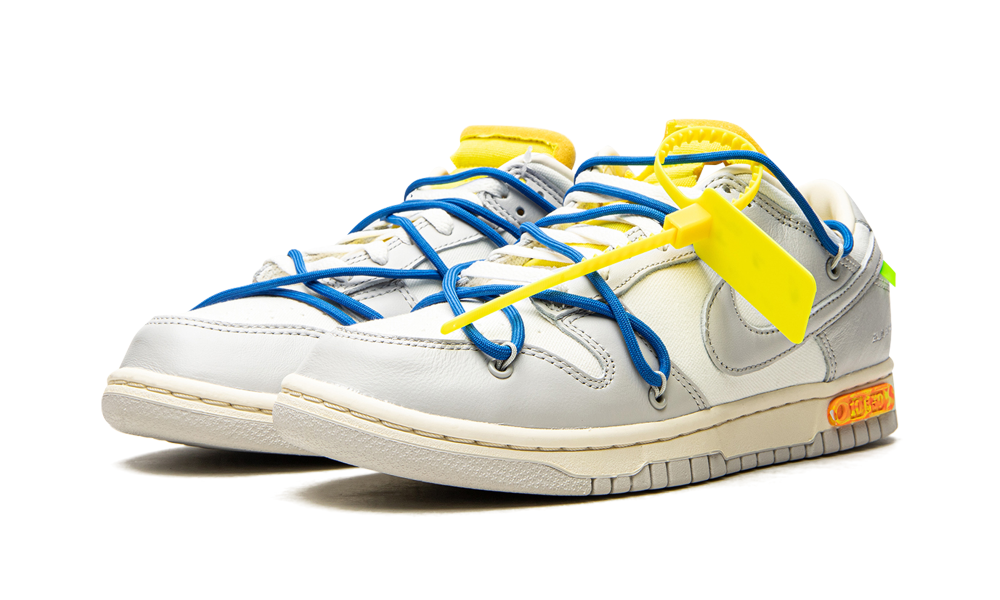 nike dunk low off white lot 10+DM1602-112+diagnol left view