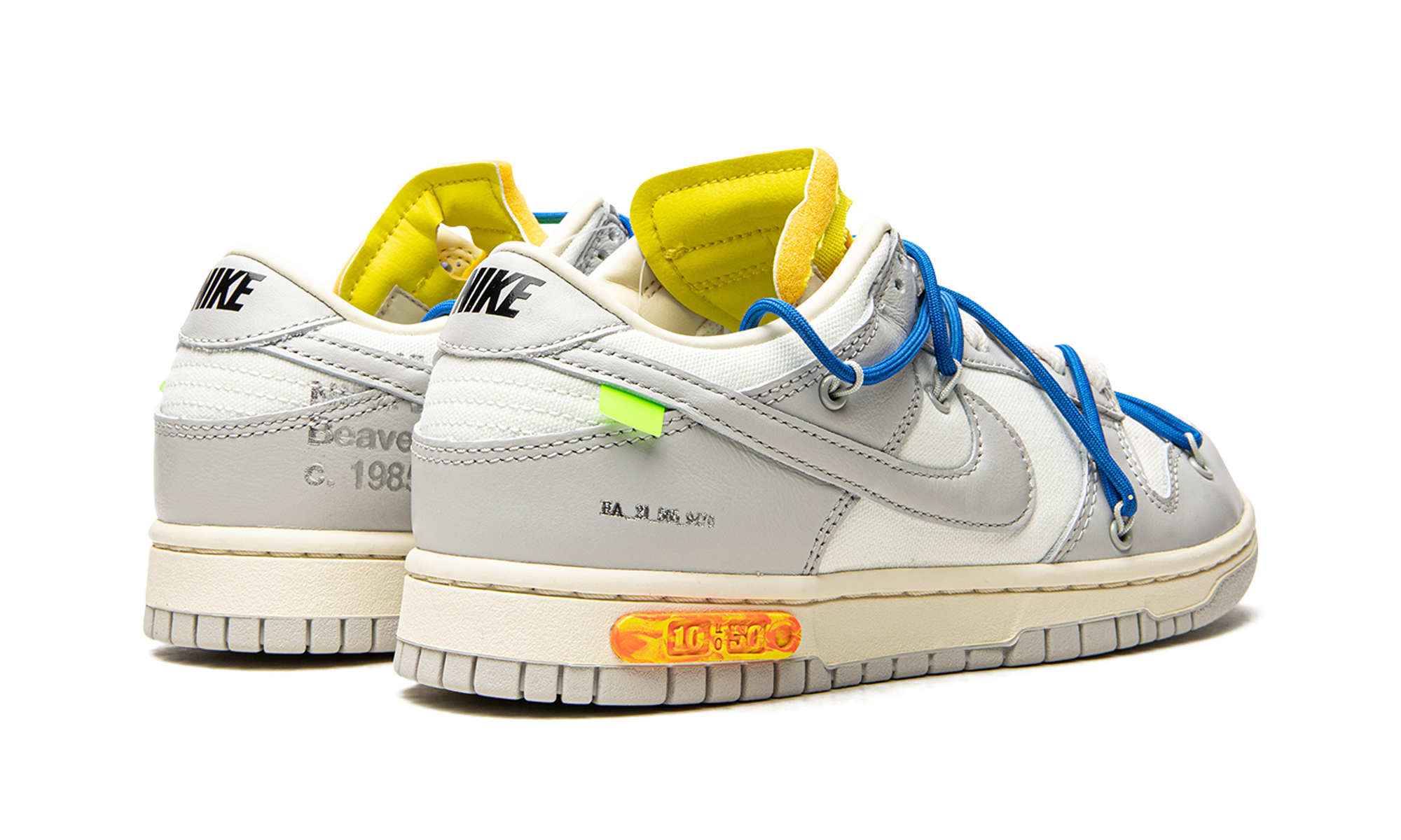 nike dunk low off white lot 10+DM1602-112+diagnol right behind view