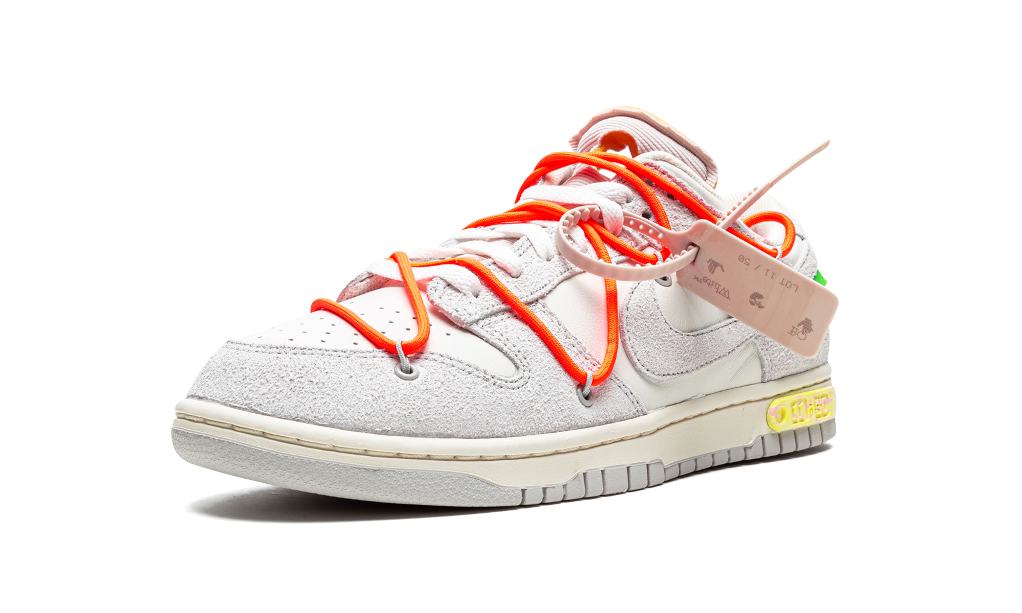 nike dunk low off white lot 11+DJ0950-108+left diagnol single view