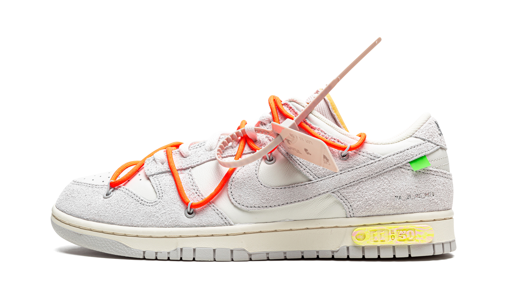nike dunk low off white lot 11+DJ0950-108+diagnol right view 1