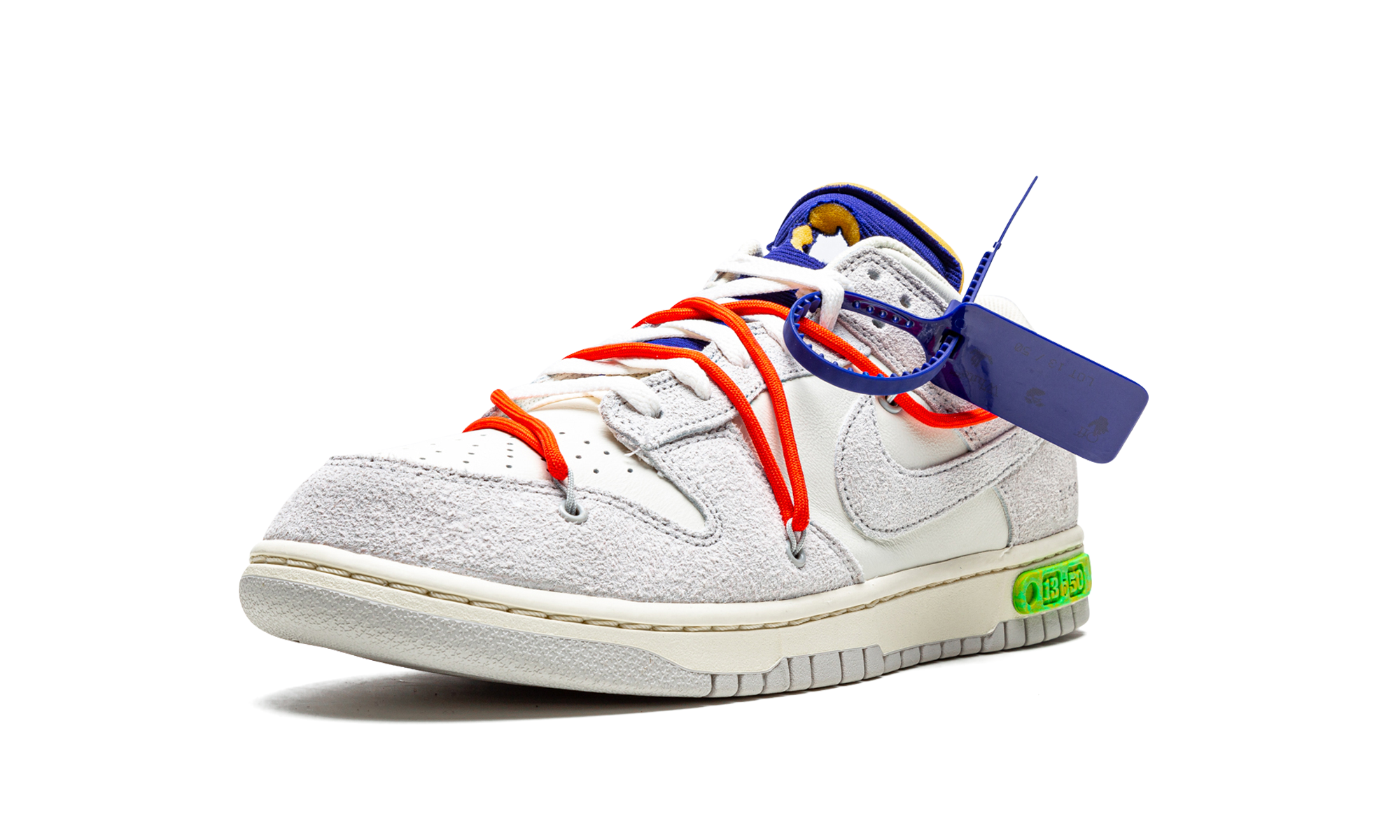 nike dunk low off white lot 13+DJ0950-110+left diagnol single view