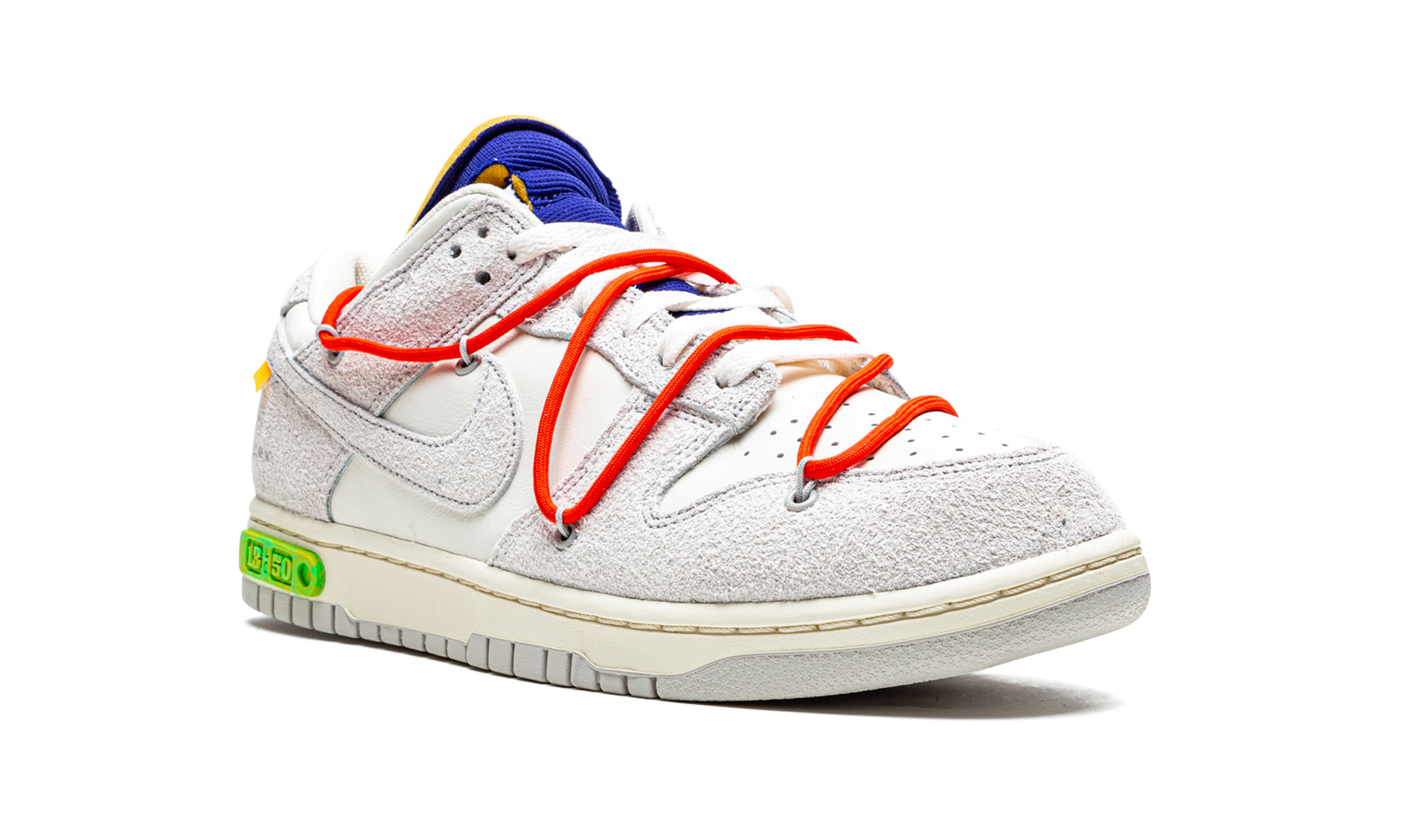 nike dunk low off white lot 13+DJ0950-110+diagnol right view