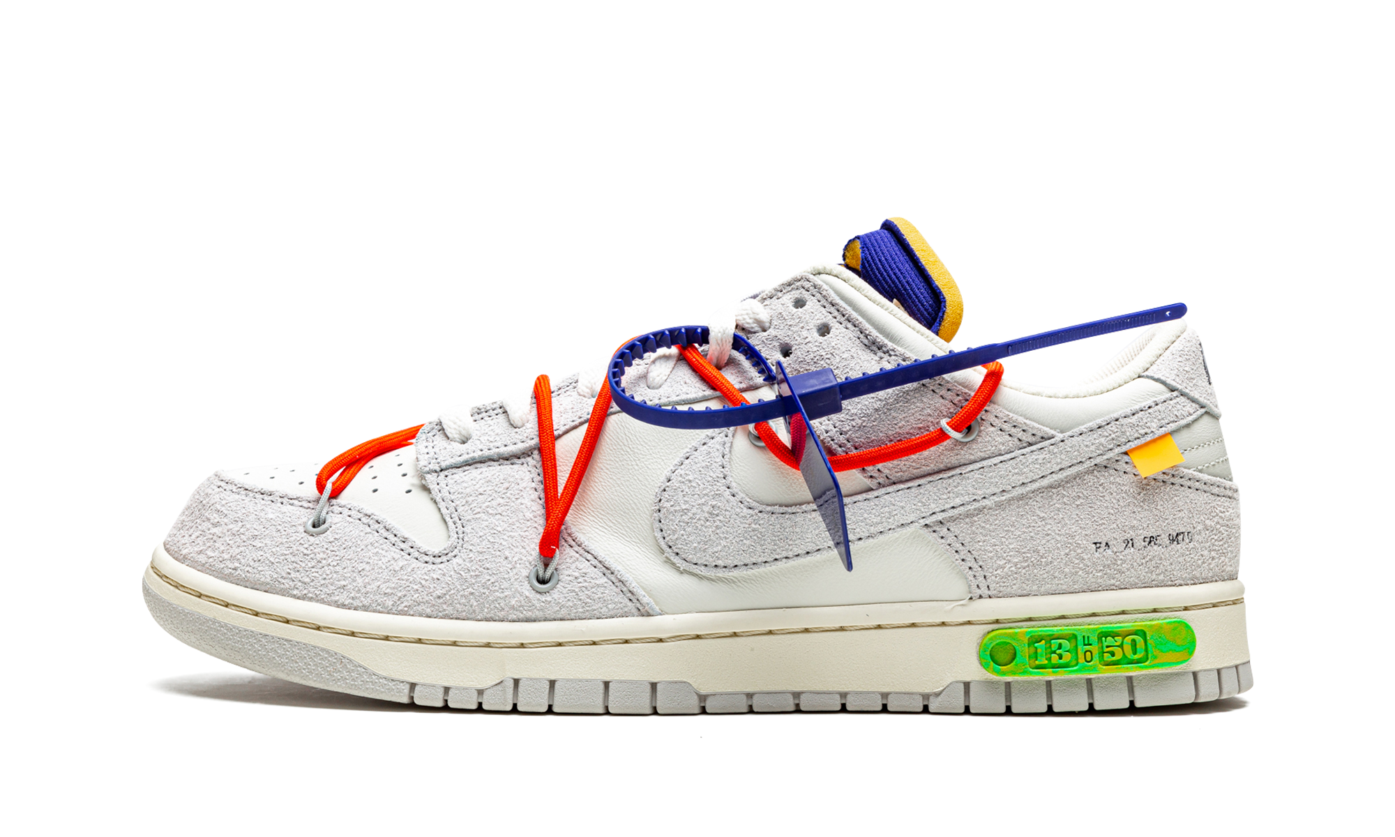 nike dunk low off white lot 13+DJ0950-110+diagnol right view 1