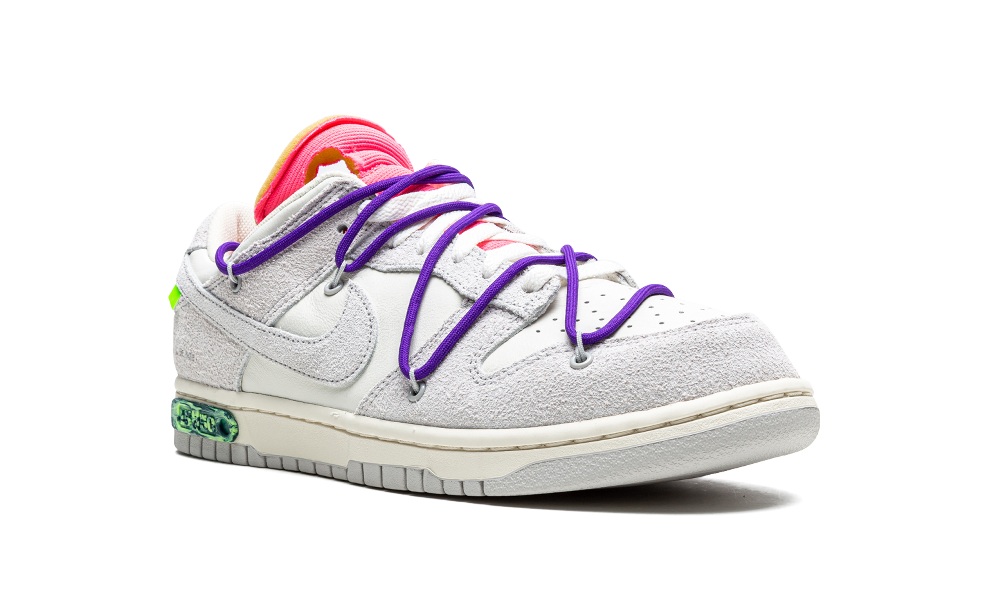 nike dunk low off white lot 15+DJ0950-101+diagnol right view
