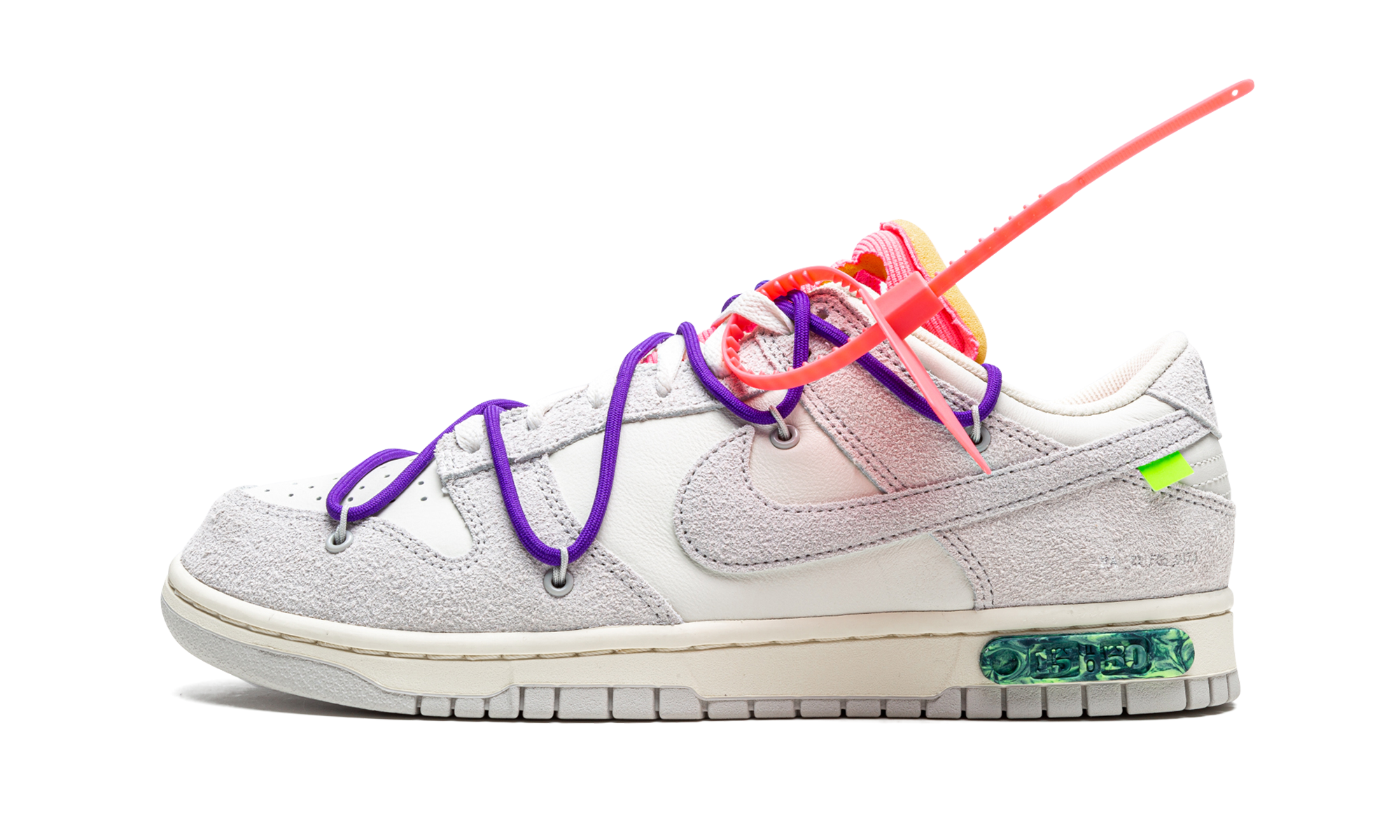 nike dunk low off white lot 15+DJ0950-101+diagnol right view 1