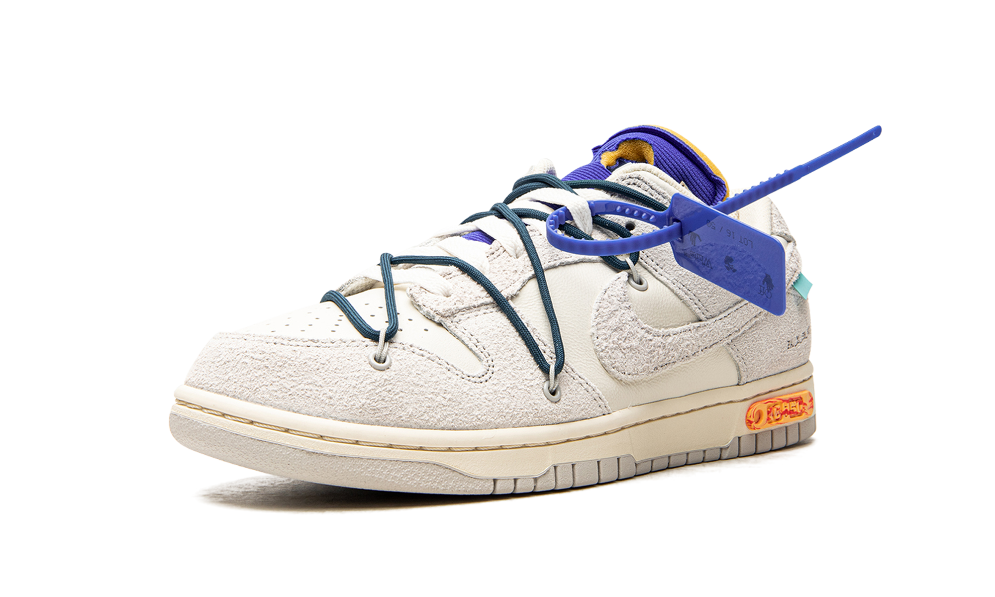nike dunk low off white lot 16+DJ0950-111+left diagnol single view