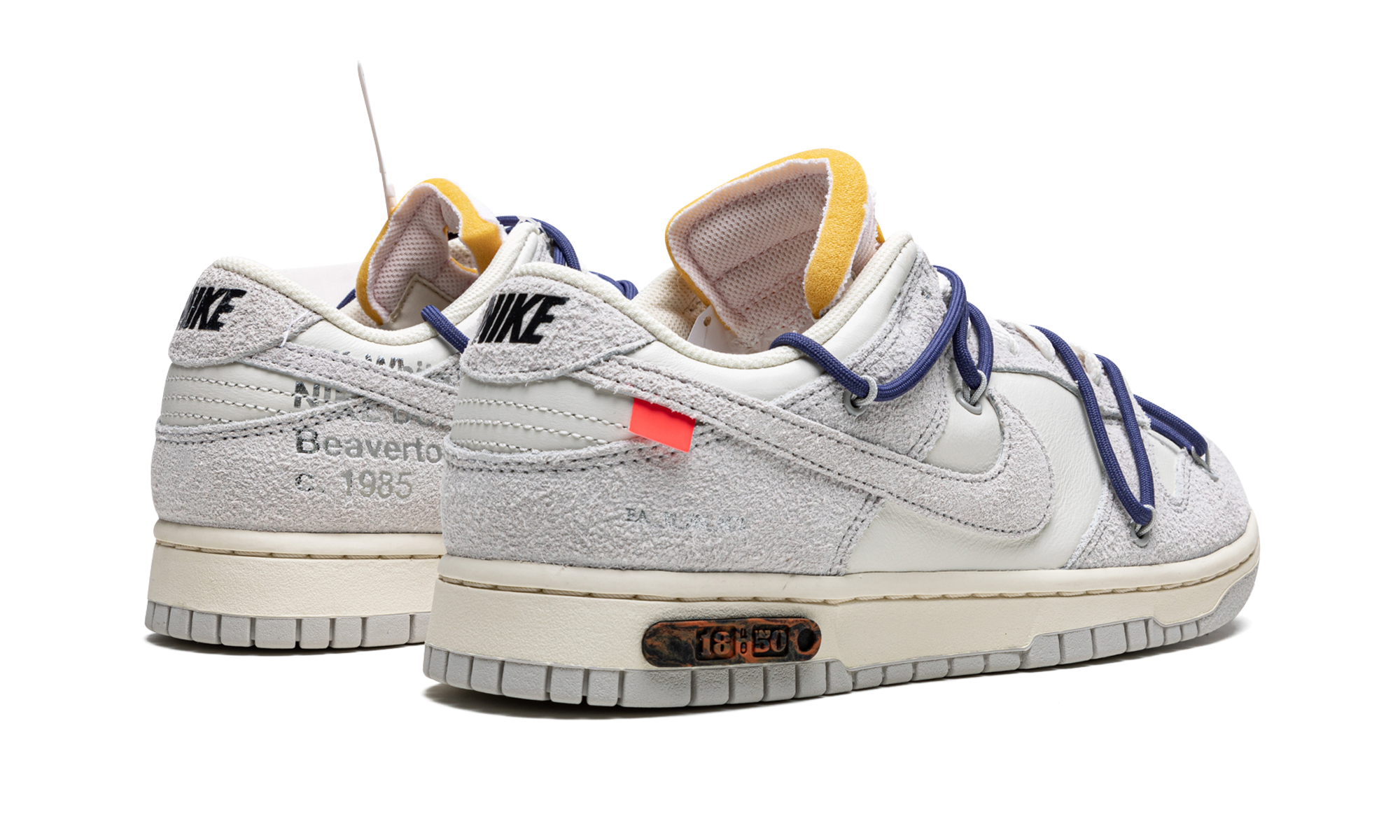 nike dunk low off white lot 18+DJ0950-112+left diagnol single view