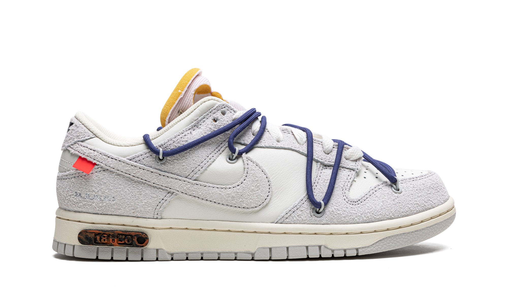 nike dunk low off white lot 18+DJ0950-112+diagnol right view