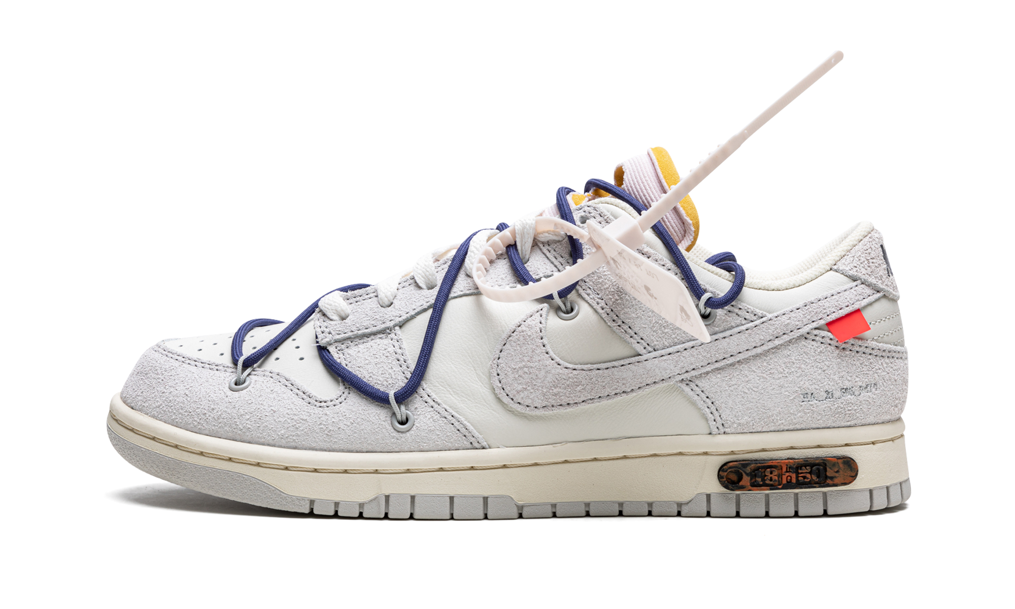 nike dunk low off white lot 18+DJ0950-112+diagnol right view 2