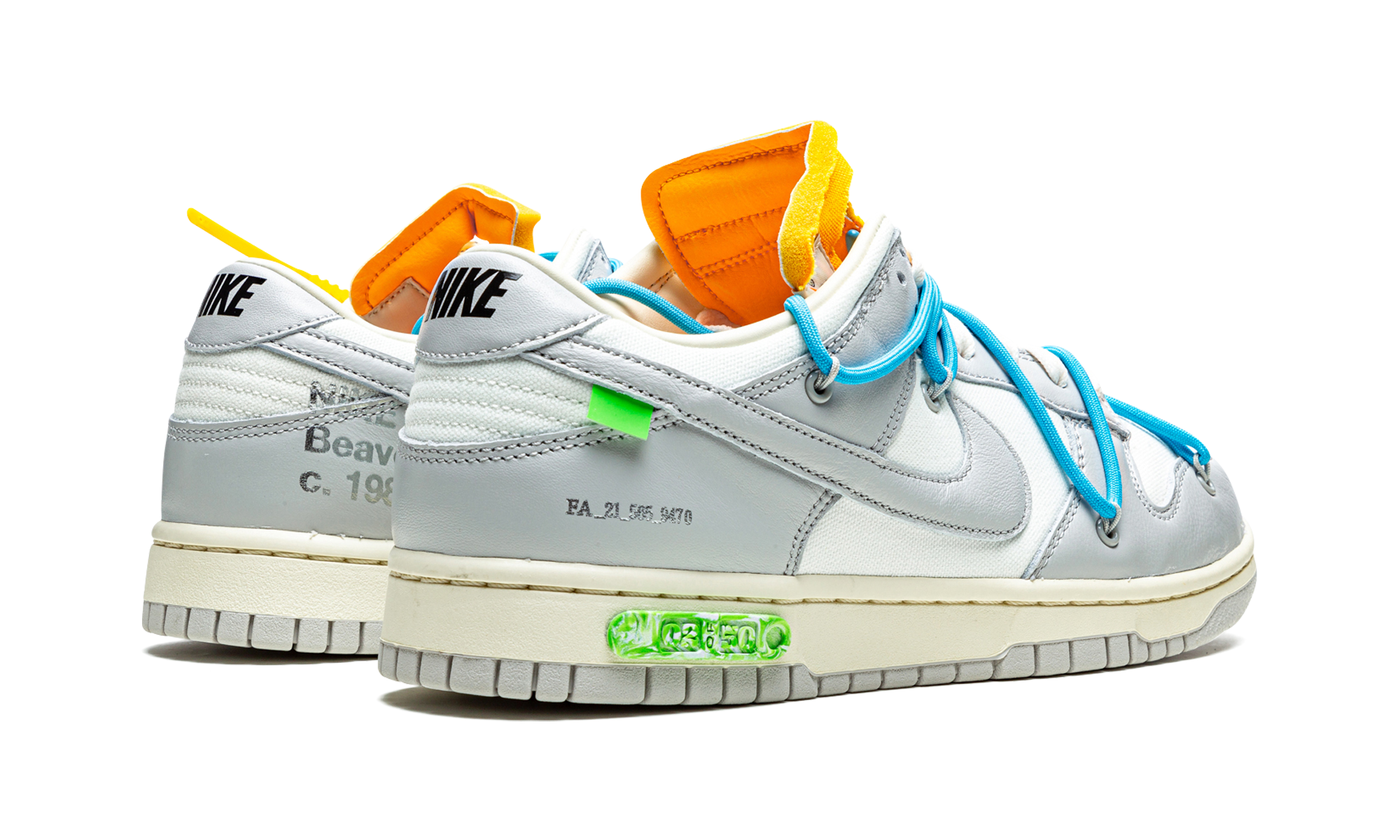 nike dunk low off white lot 2+DM1602-115+diagnol right behind view