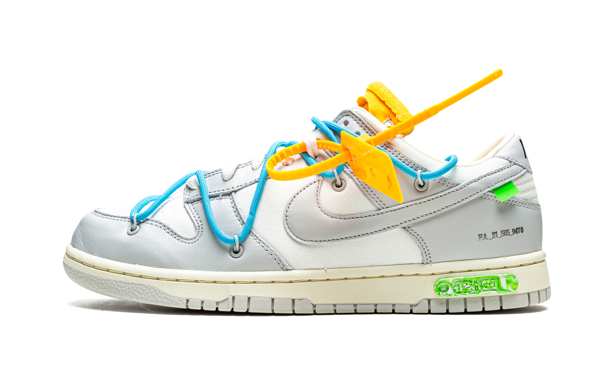 nike dunk low off white lot 2+DM1602-115+diagnol right view 1