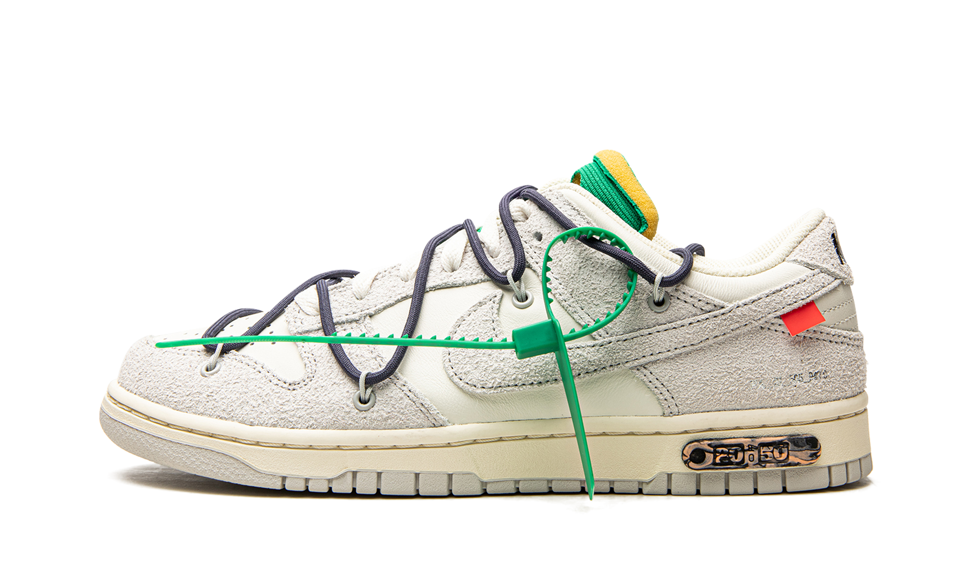 nike dunk low off white lot 20+DJ0950-115+diagnol right view 1
