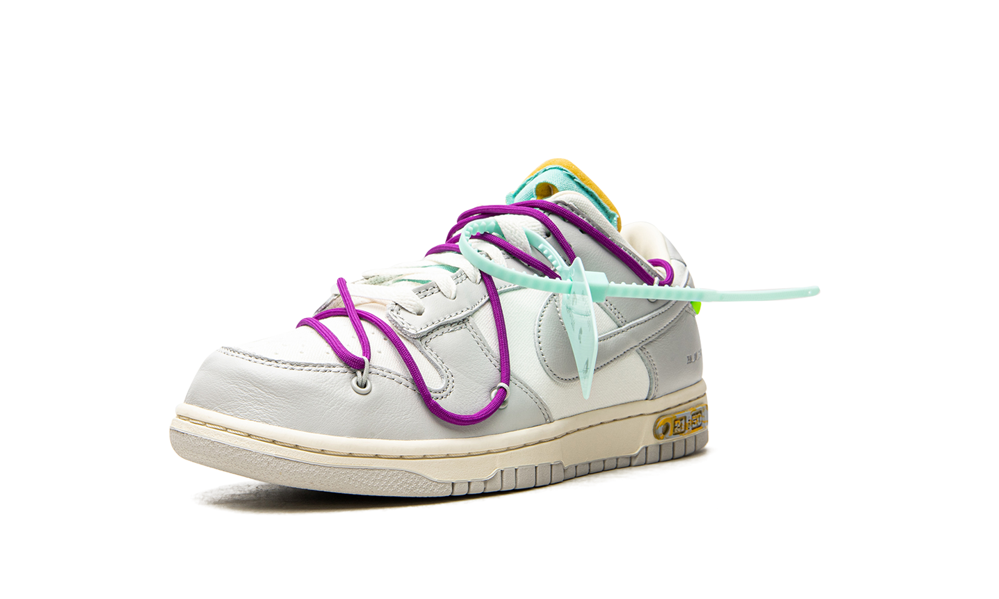 nike dunk low off white lot 21+DM1602-100+left diagnol single view